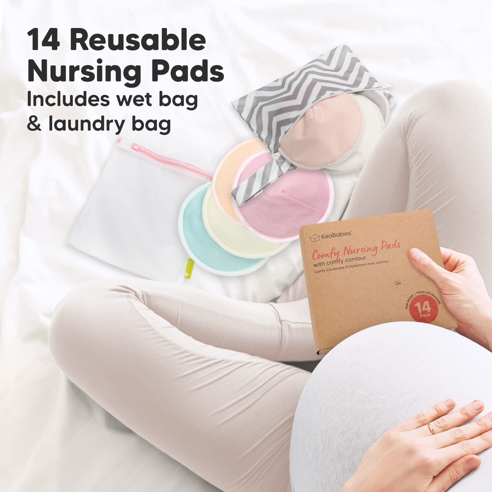 KeaBabies gift-pack presentation highlights reusable pads for new moms