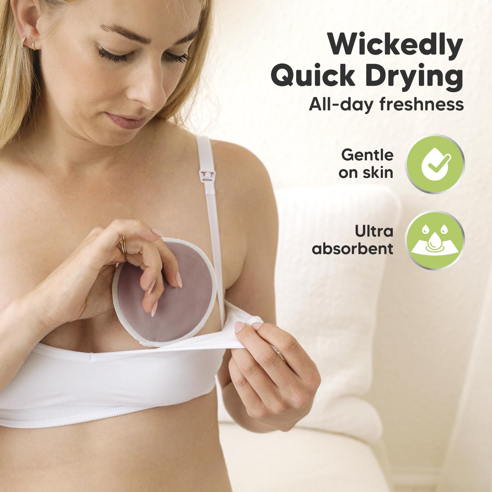 KeaBabies leak-proof design nursing pads keep you dry all day.