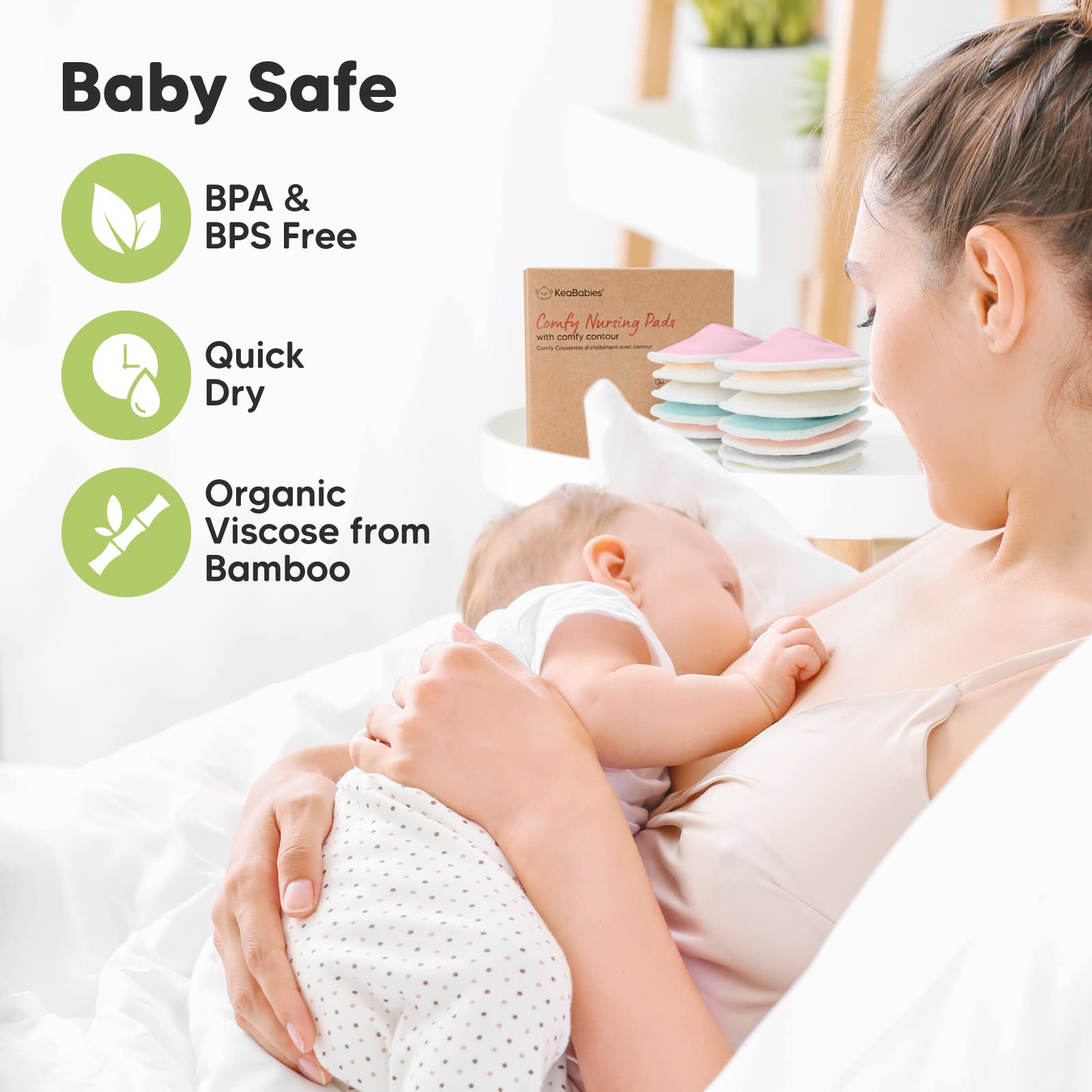 KeaBabies medium-size nursing pads fit A to C cups for everyday comfort
