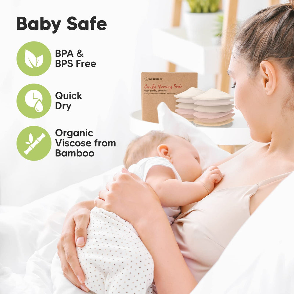 KeaBabies size-m 3.9-inch pads fit A-C cup for everyday confidence.