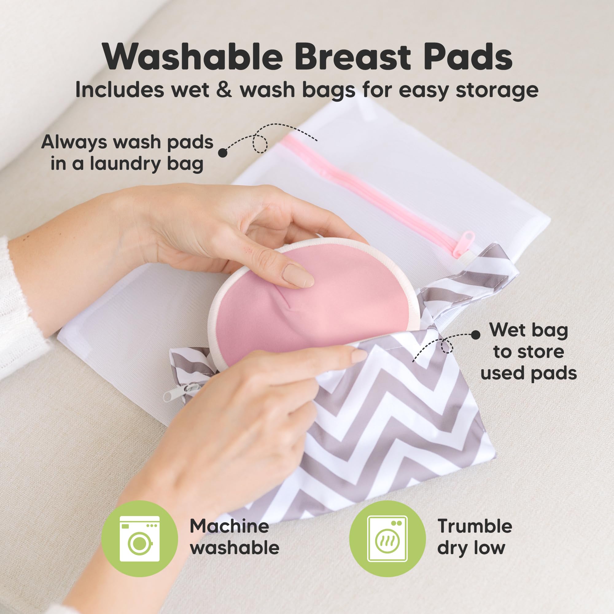 KeaBabies soft bamboo viscose nursing pad shown on fabric for breathable daily comfort.