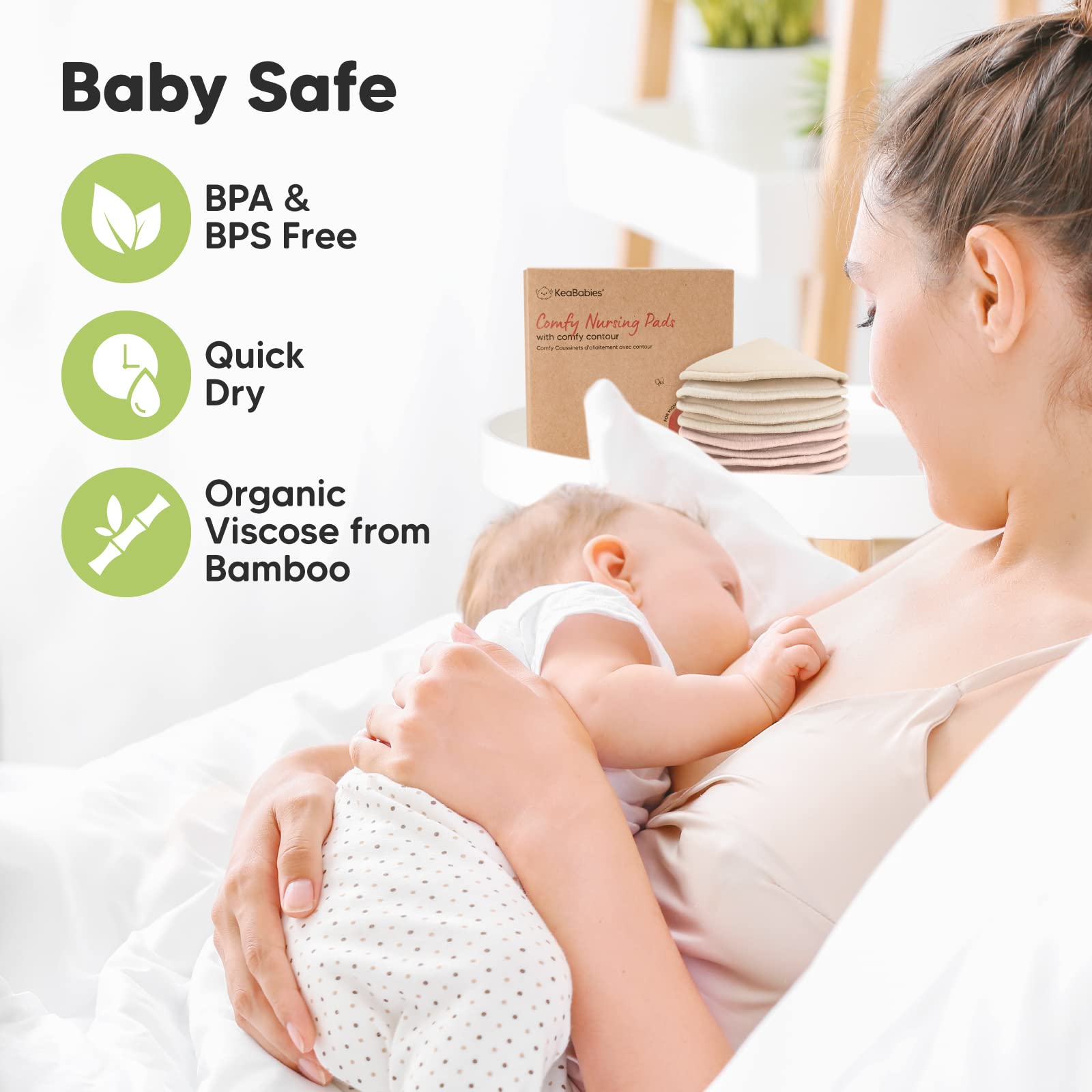 KeaBabies Nursing Pads waterproof outer layer adds extra protection.