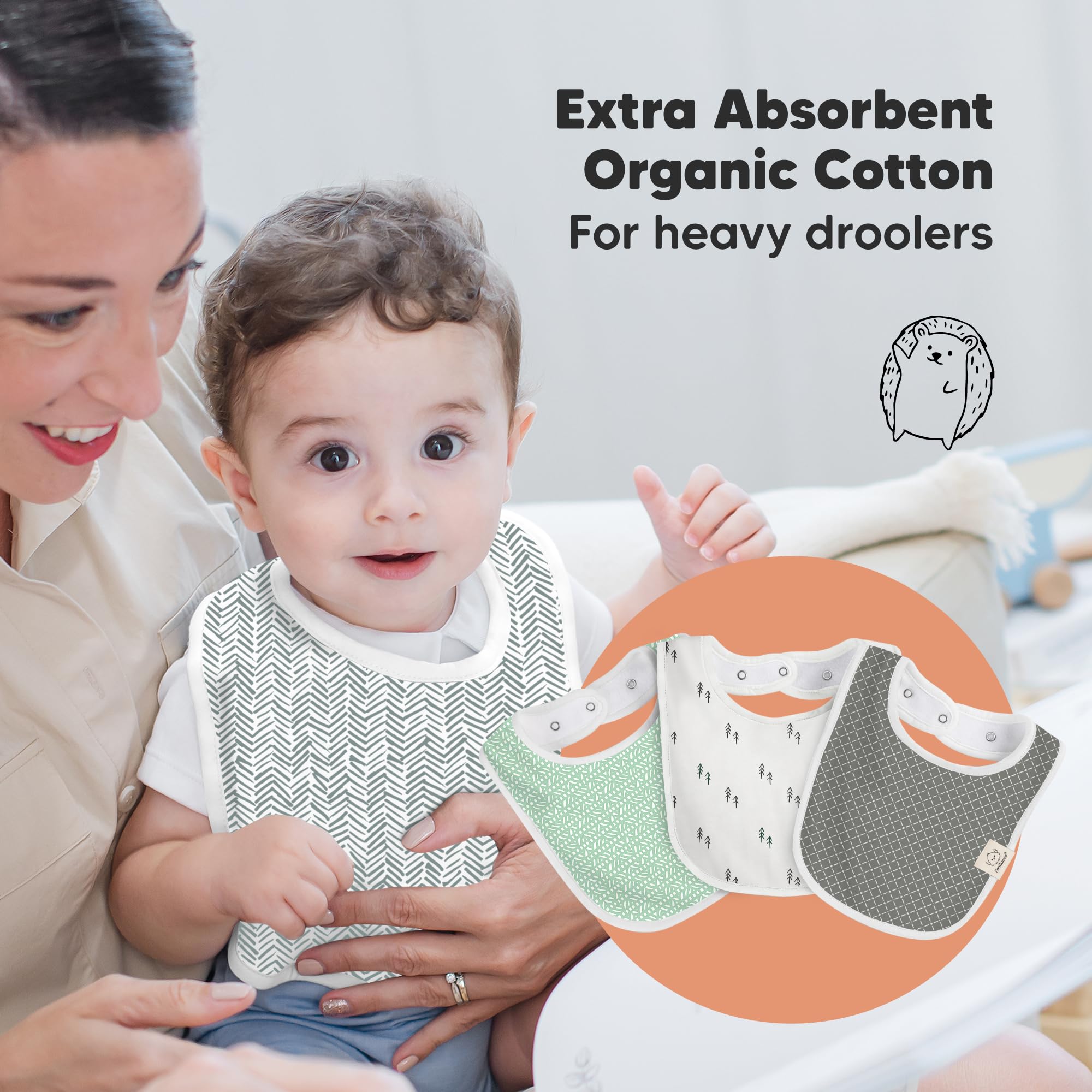 KeaBabies bib in gift box promotes a ready-to-gift baby shower gift