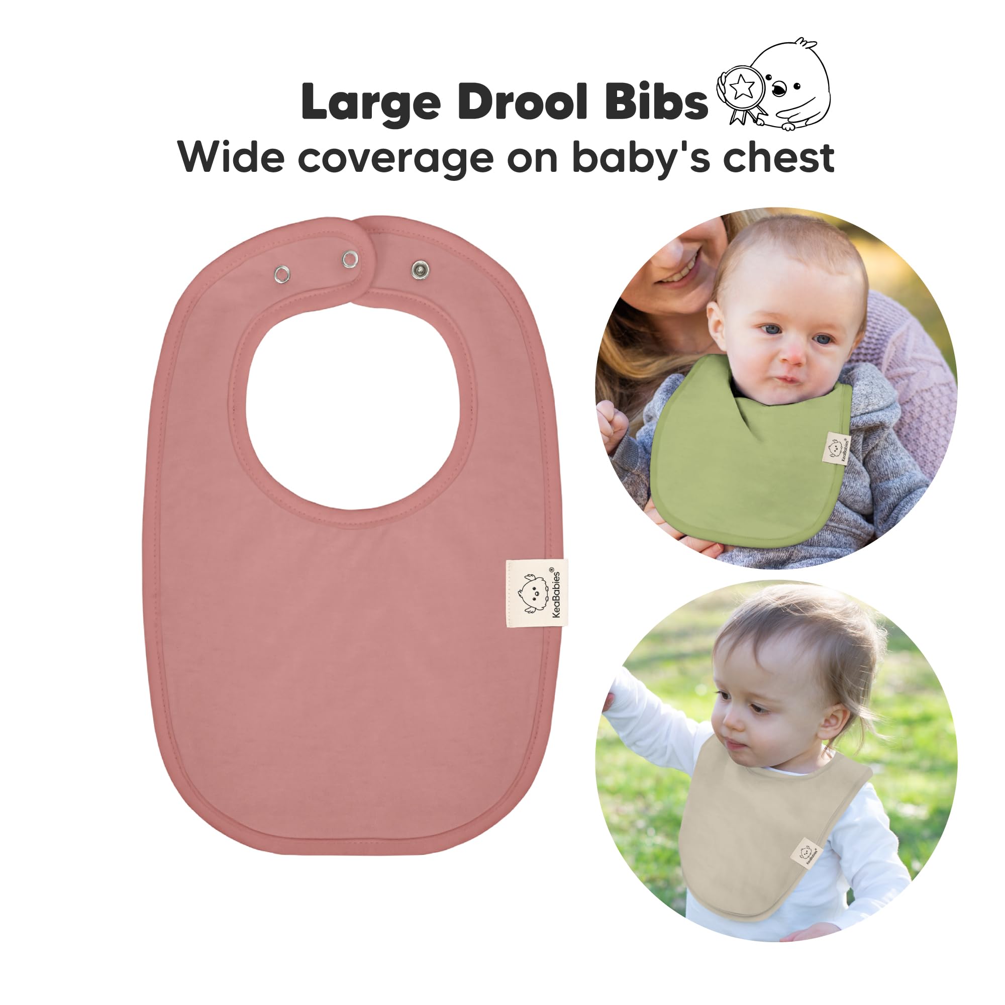 KeaBabies organic bibs dual-layer design close-up highlighting extra absorption.