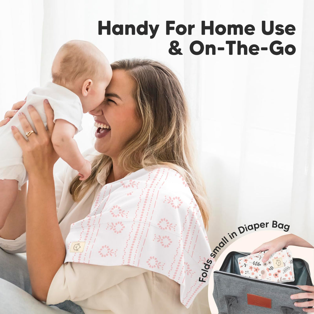 KeaBabies 20x12 coverage provides versatile use during feeding and burping.