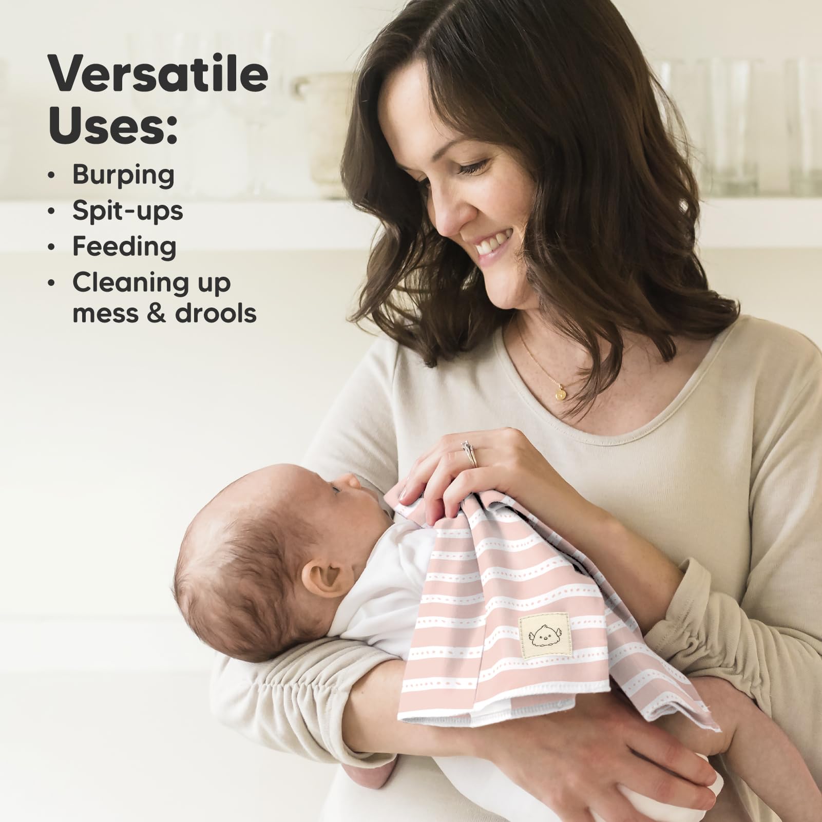 KeaBabies spit-up-catch cloths help keep shoulders cleaner during feeds.