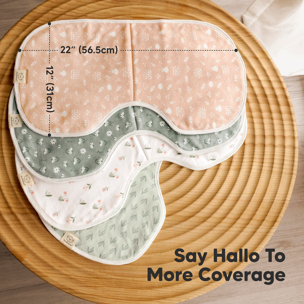 KeaBabies organic cotton 3-layer burp cloth front view highlighting quick absorption
