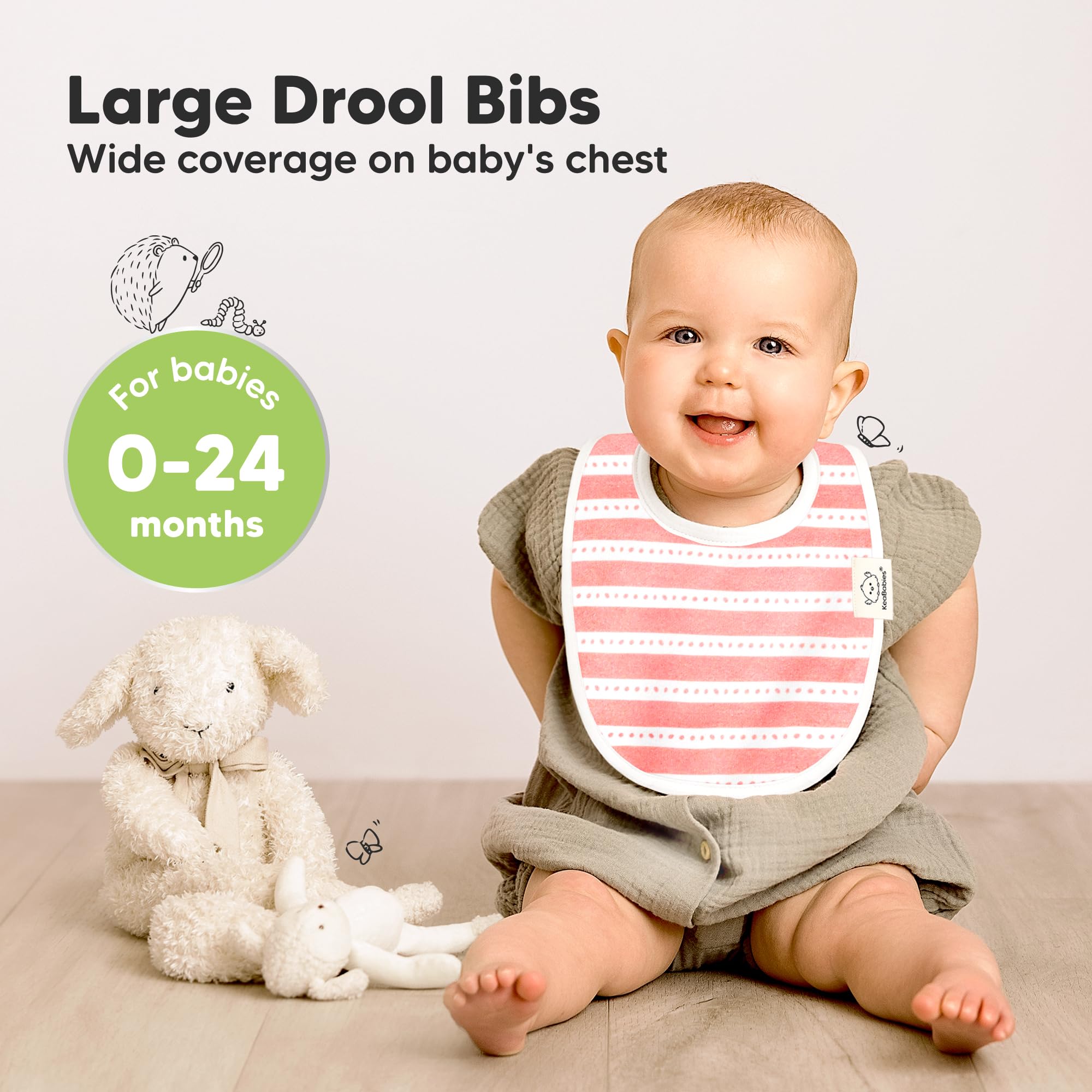 KeaBabies organic cotton bibs close-up highlighting ultra-soft material for sensitive skin