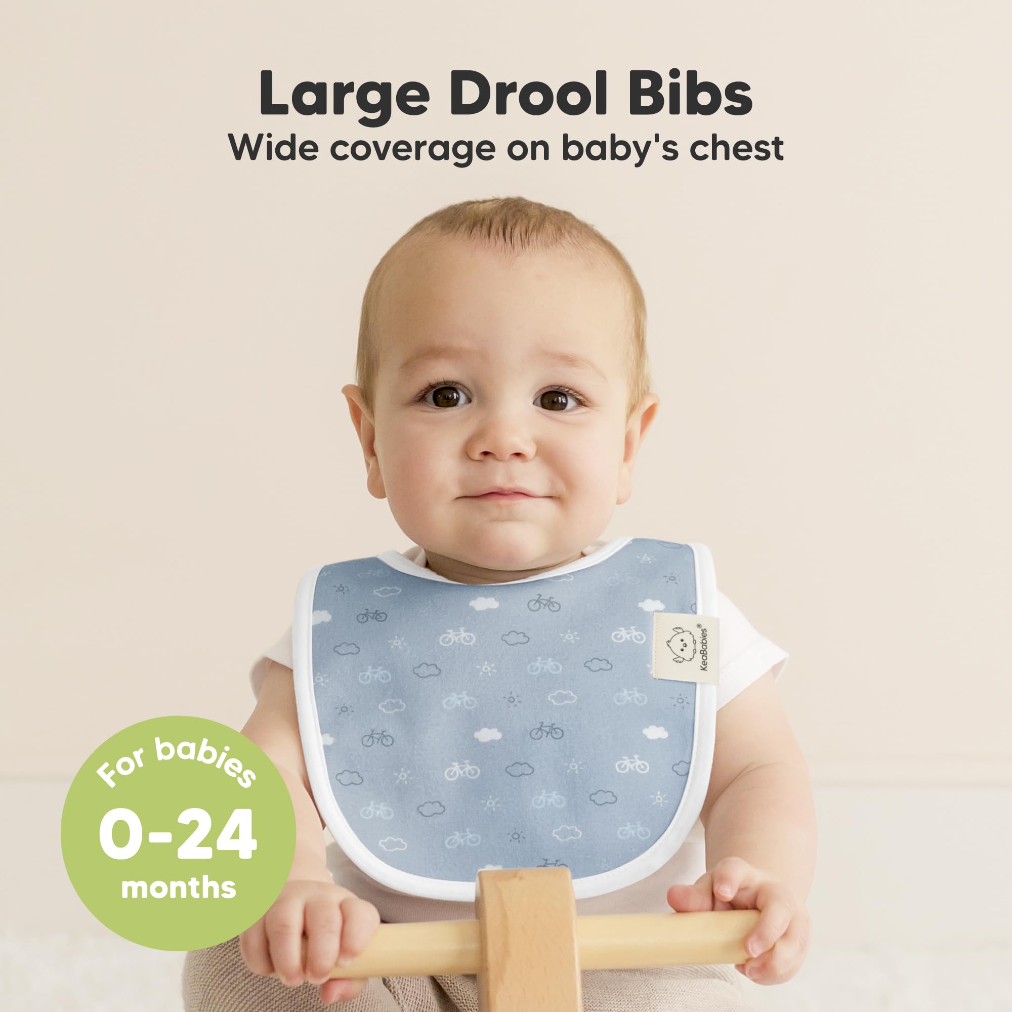 KeaBabies organic cotton bib closeup with soft seams for sensitive skin.