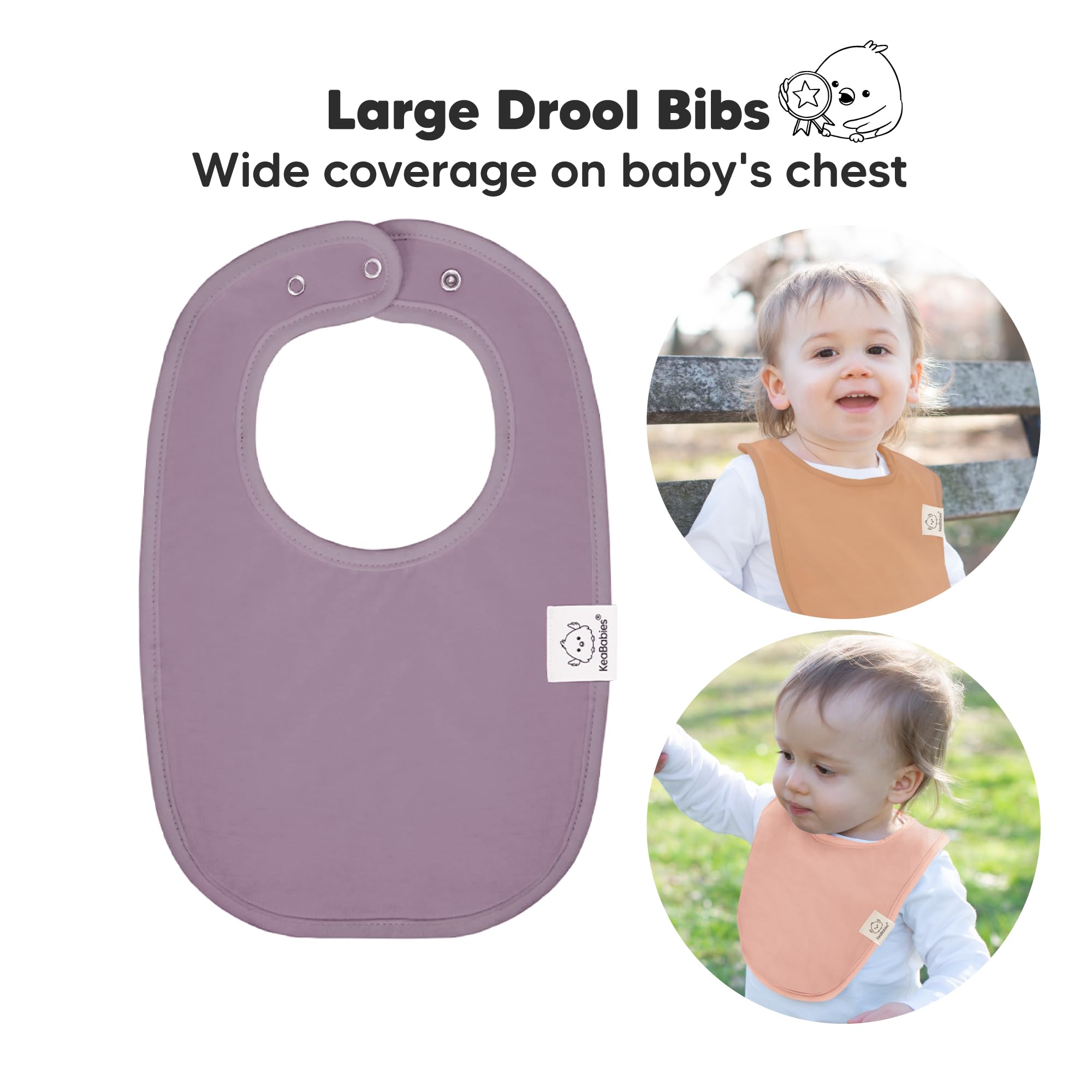 KeaBabies organic cotton bibs closeup shows soft seams for sensitive skin and comfort.
