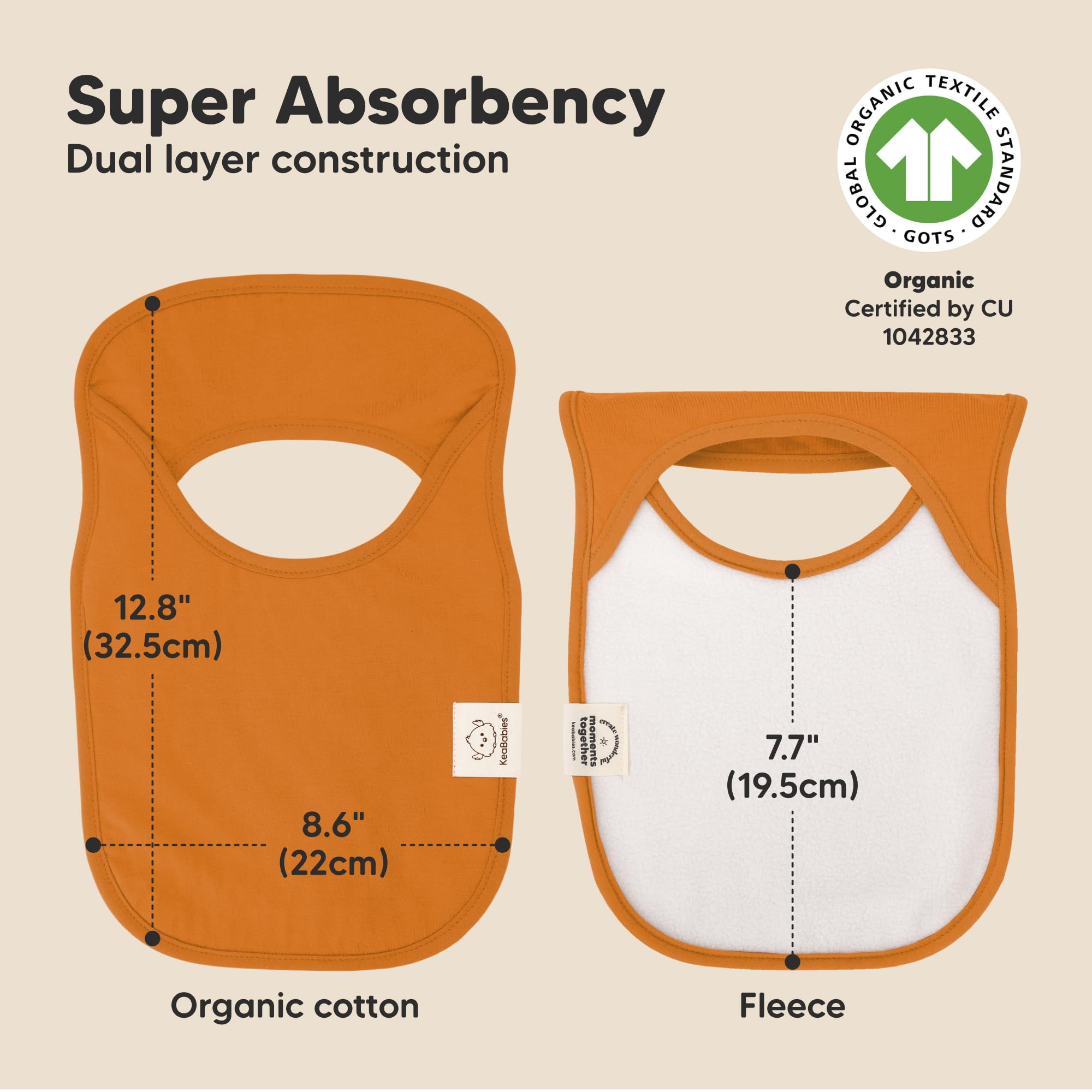 KeaBabies organic cotton bib closeup highlights softness