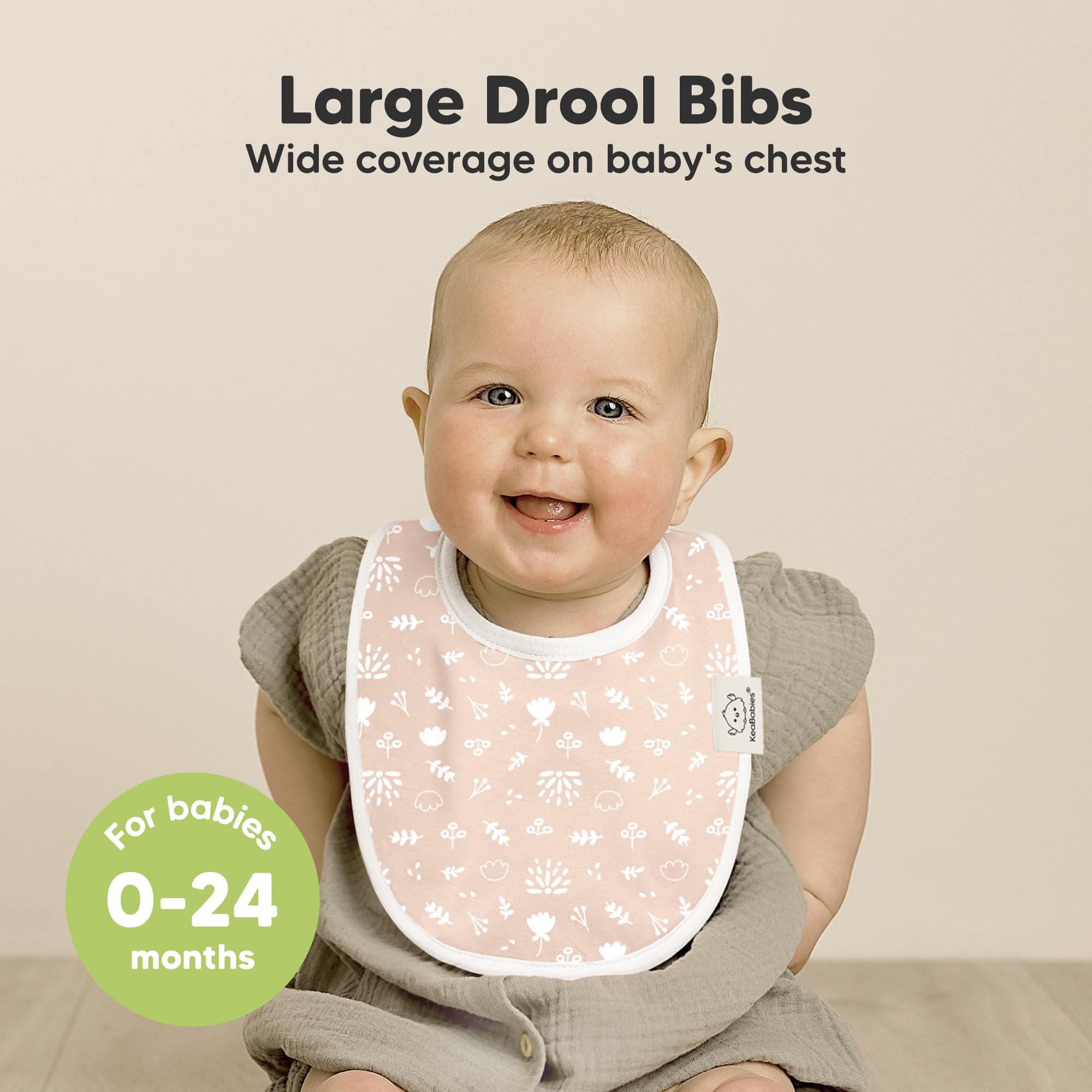 KeaBabies closeup of organic cotton bibs highlighting plush texture and skin friendly fabric.