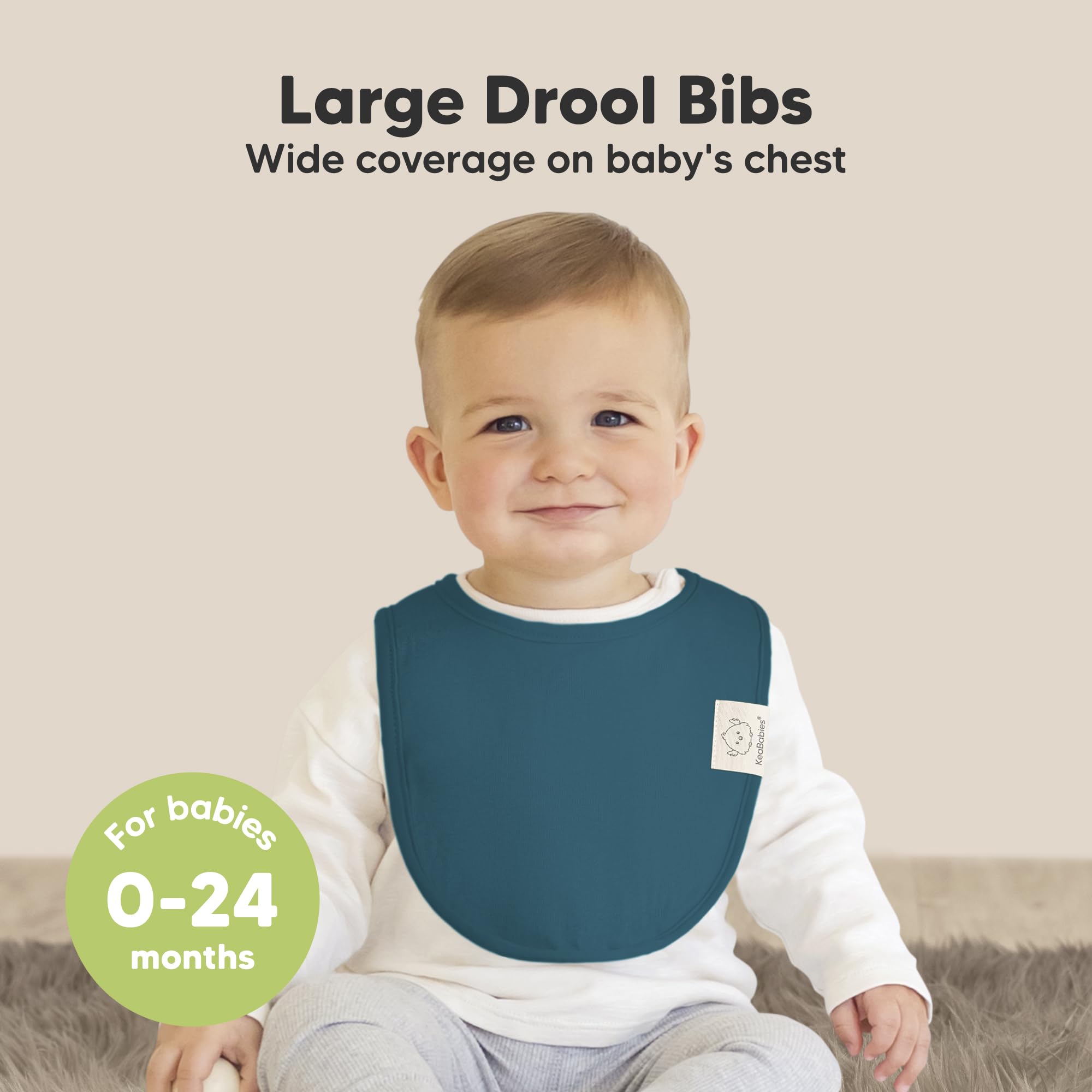 KeaBabies organic cotton bibs with soft touch close-up showing cozy fabric.