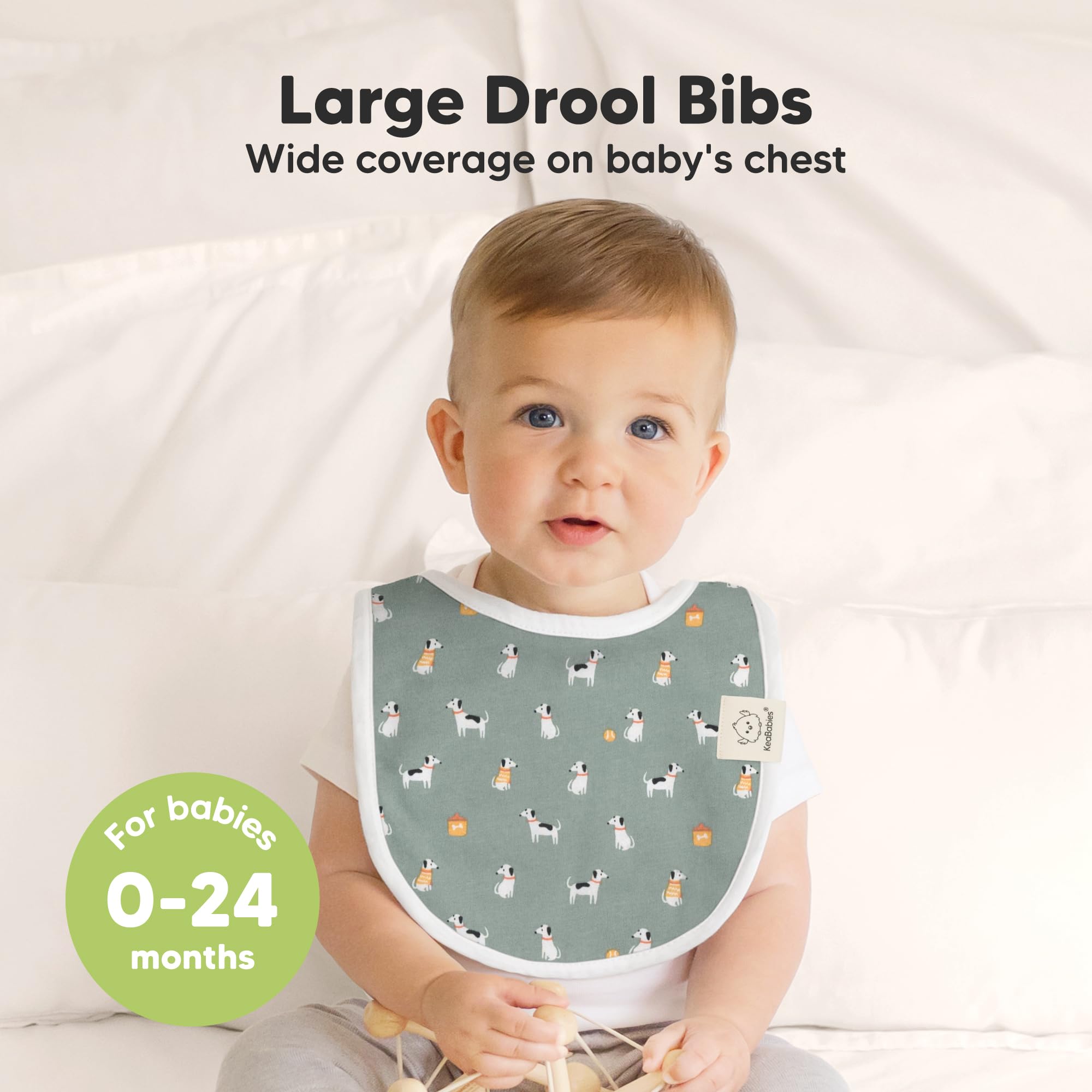 KeaBabies organic cotton bibs with fleece backing for extra absorption