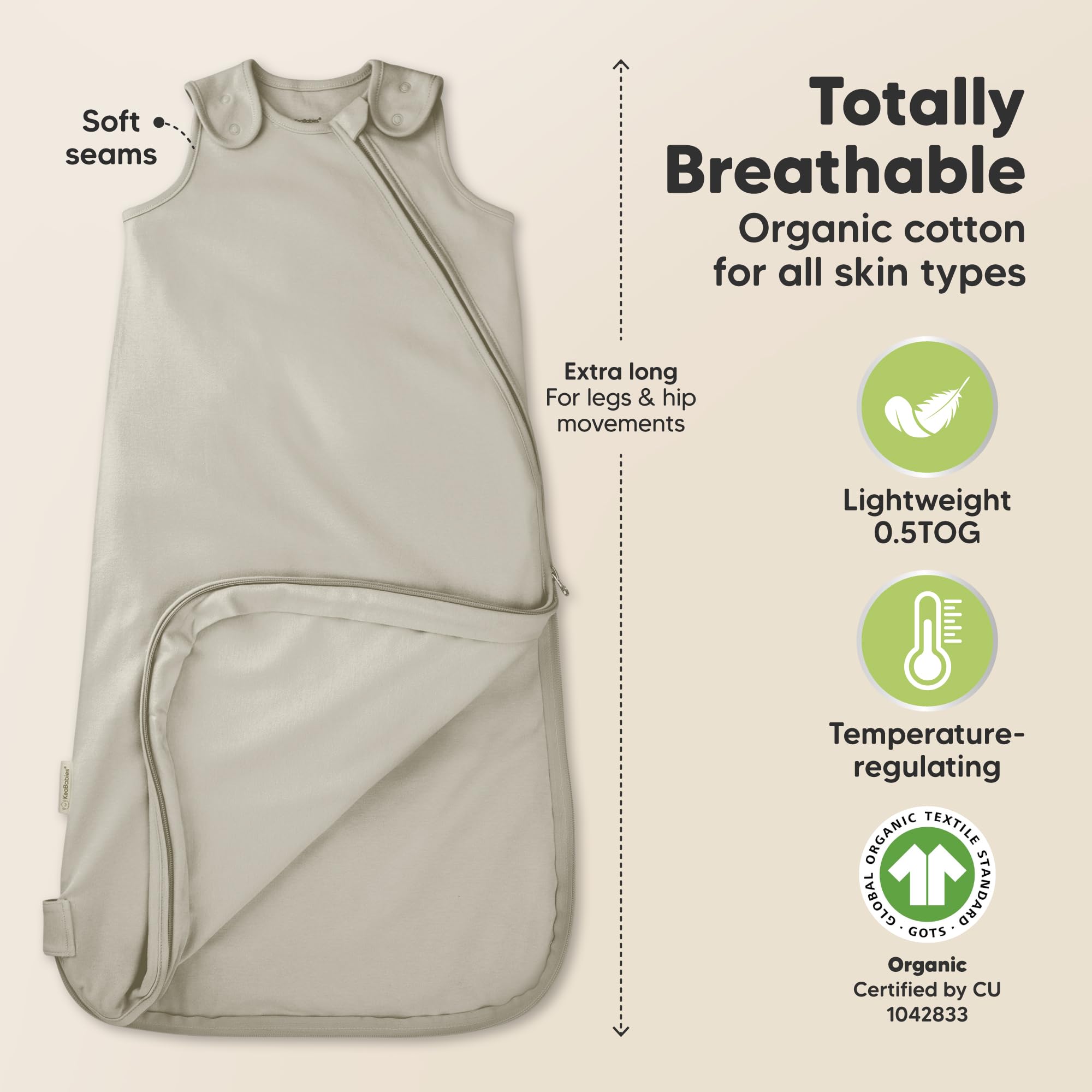 KeaBabies organic cotton close-up emphasizes soft, breathable fabric for gentle baby skin