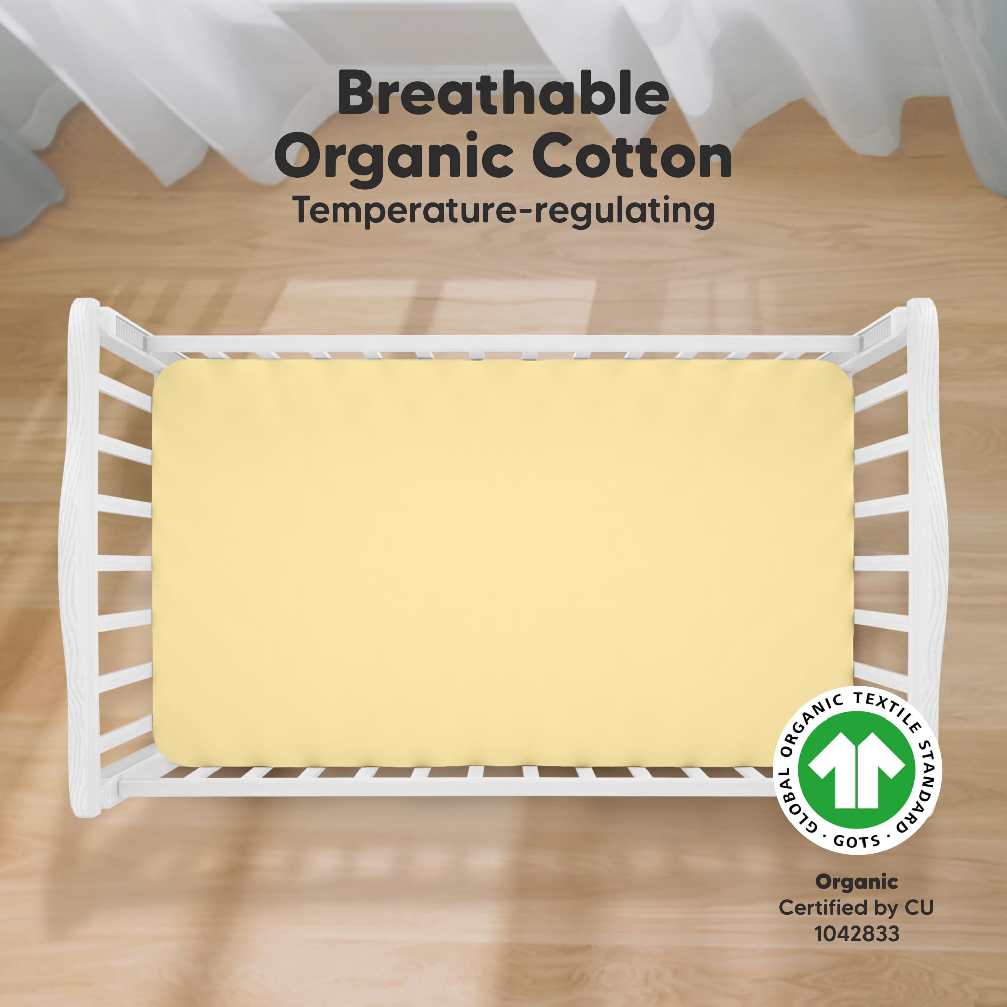 KeaBabies organic cotton crib sheet closeup highlighting gentle texture.