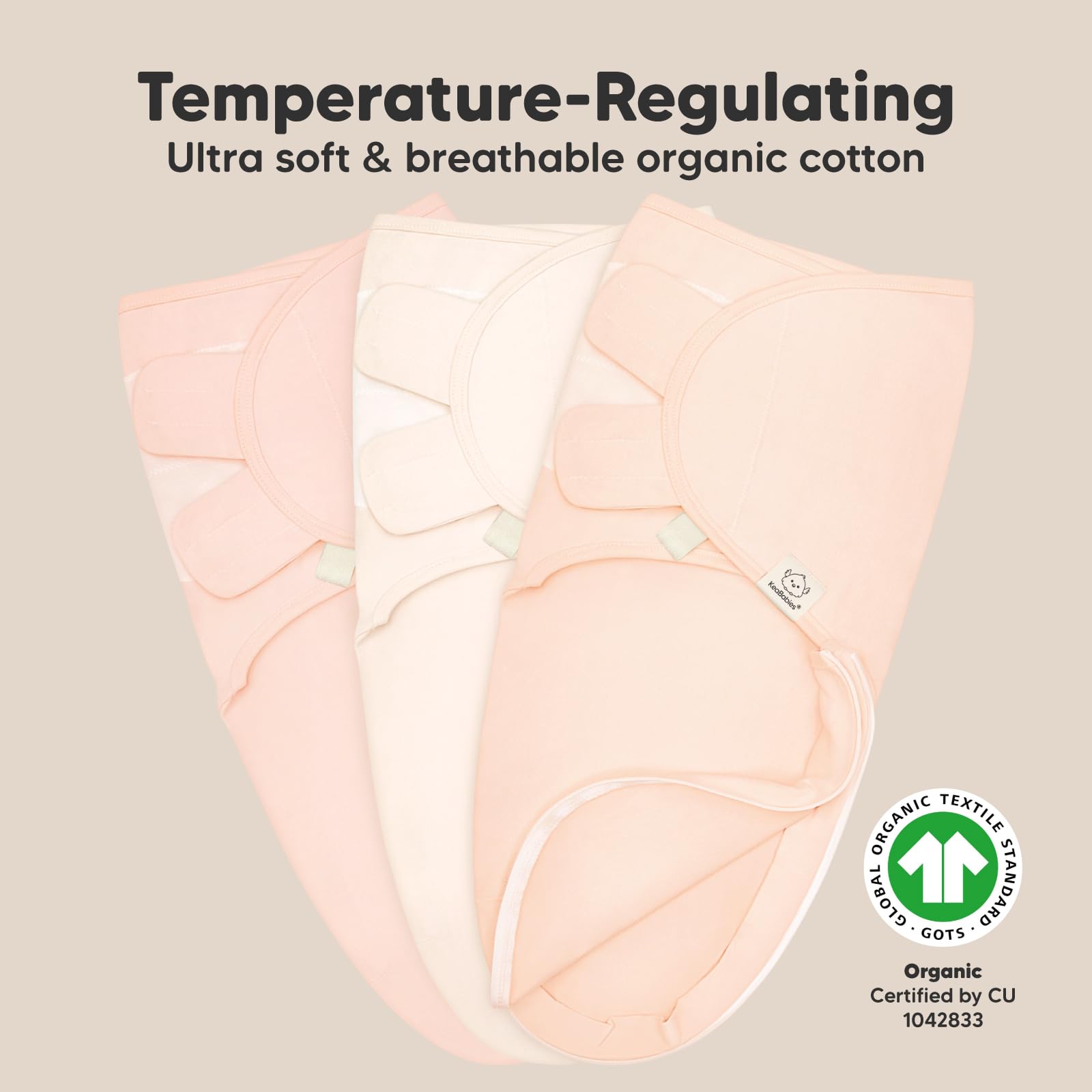 KeaBabies organic cotton GOTS fabric closeup—breathable comfort.