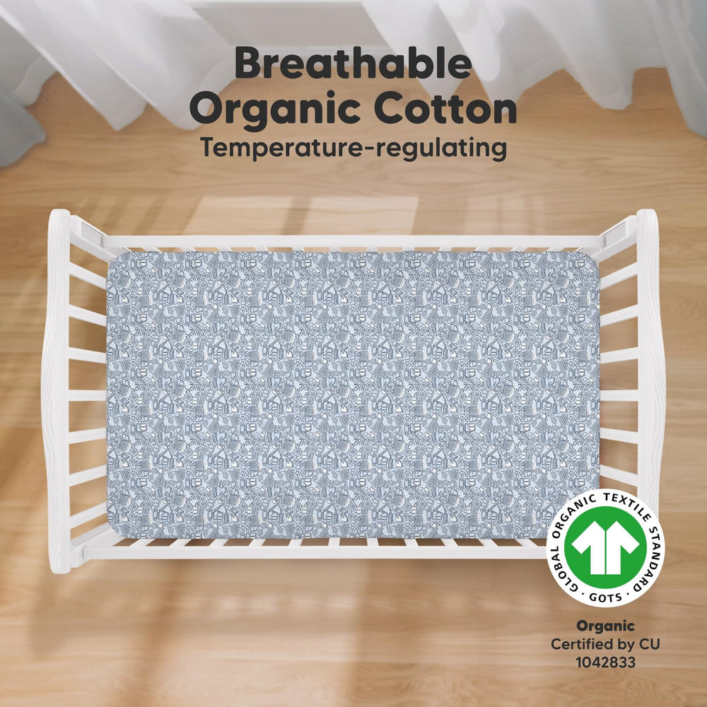 KeaBabies Excavation fabric closeup shows breathable organic cotton jersey texture for sensitive skin.