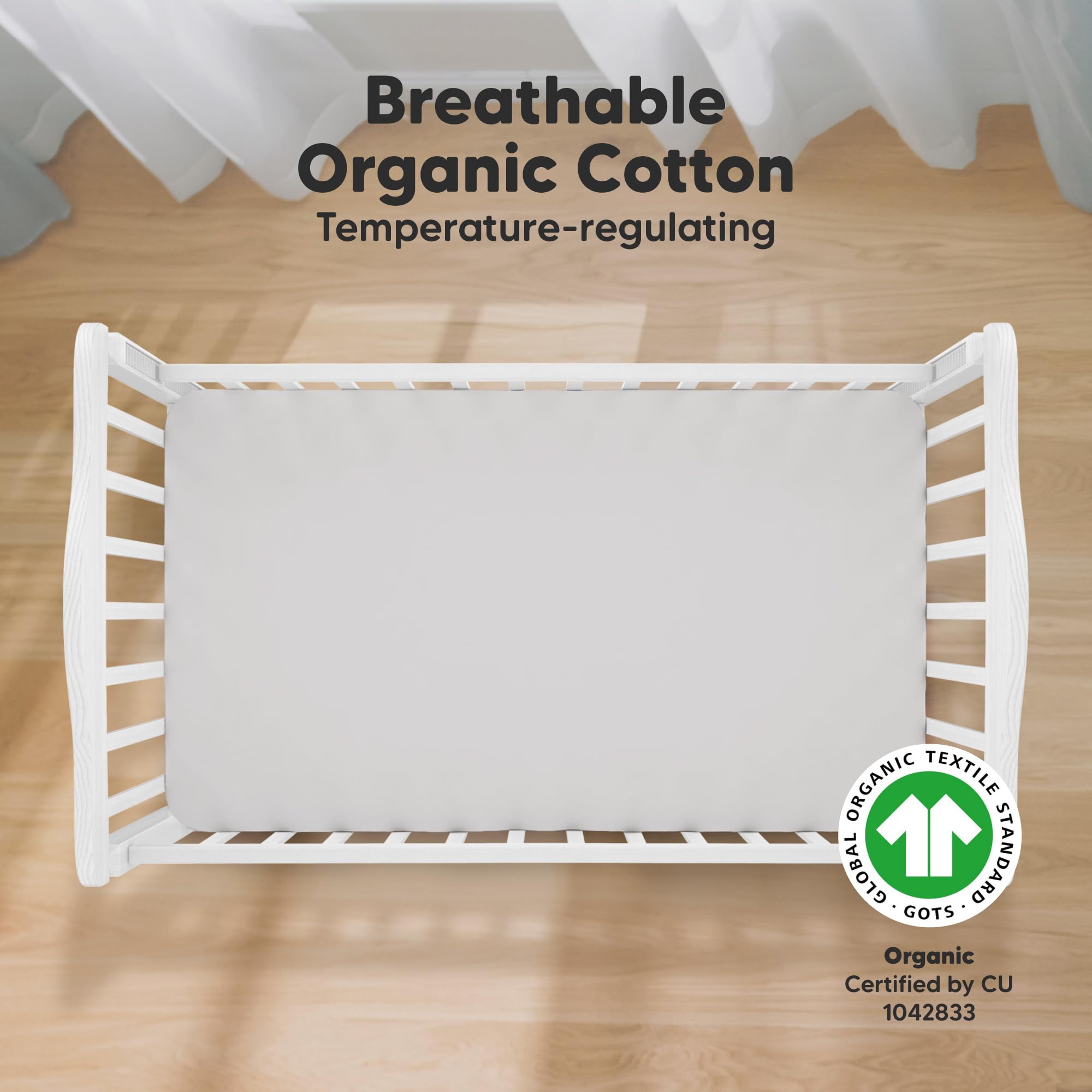 KeaBabies organic-cotton-jersey sheet emphasizes soft breathability for comfortable naps.