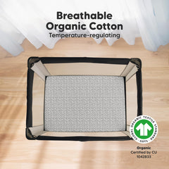 KeaBabies organic cotton mini crib sheet close-up texture emphasizes softness and breathability.