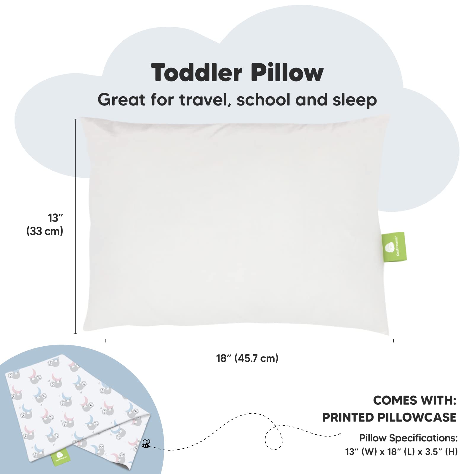 KeaBabies organic cotton pillow cover closeup emphasizes soft breathable fabric.