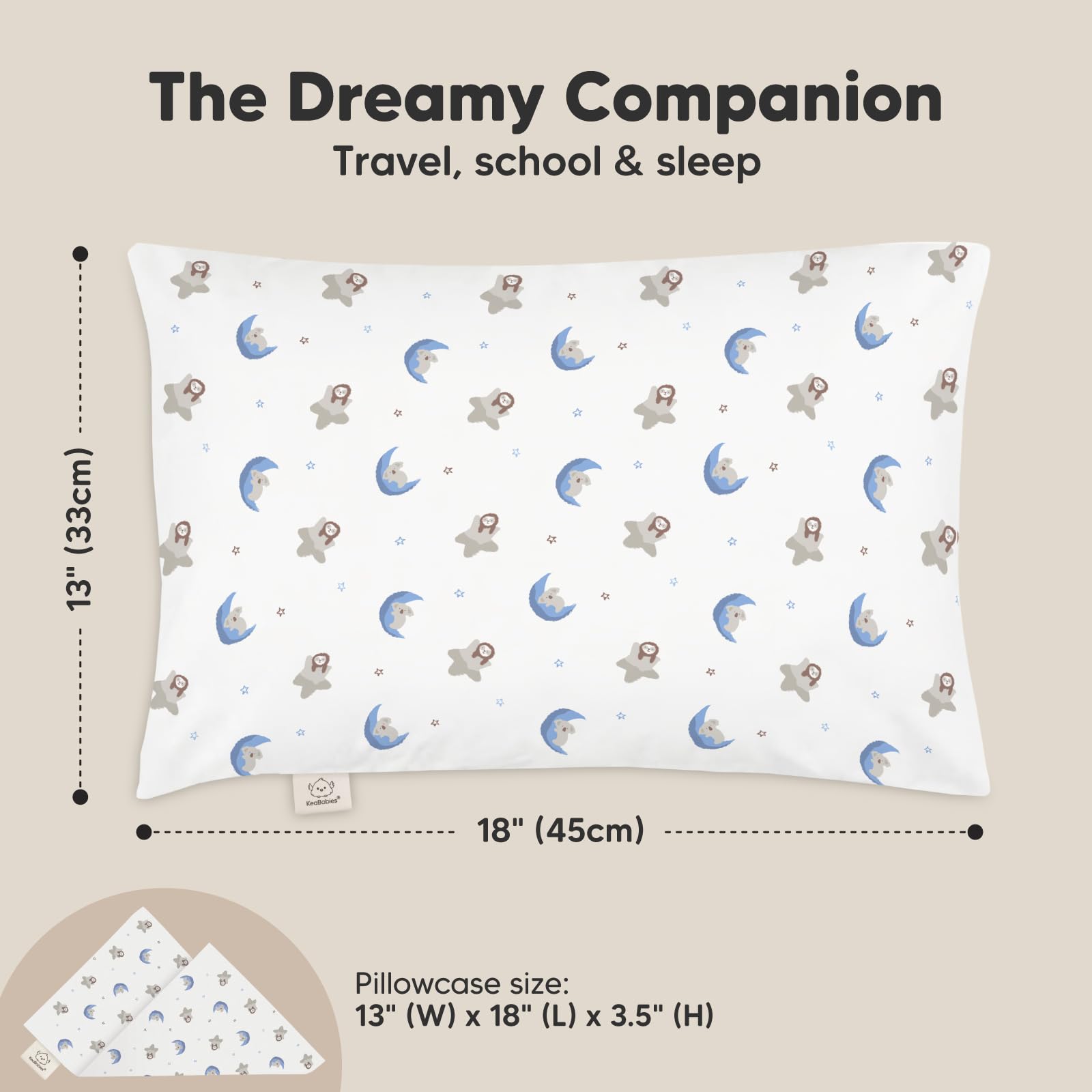 KeaBabies Organic cotton pillowcase closeup highlights soft breathable fabric.
