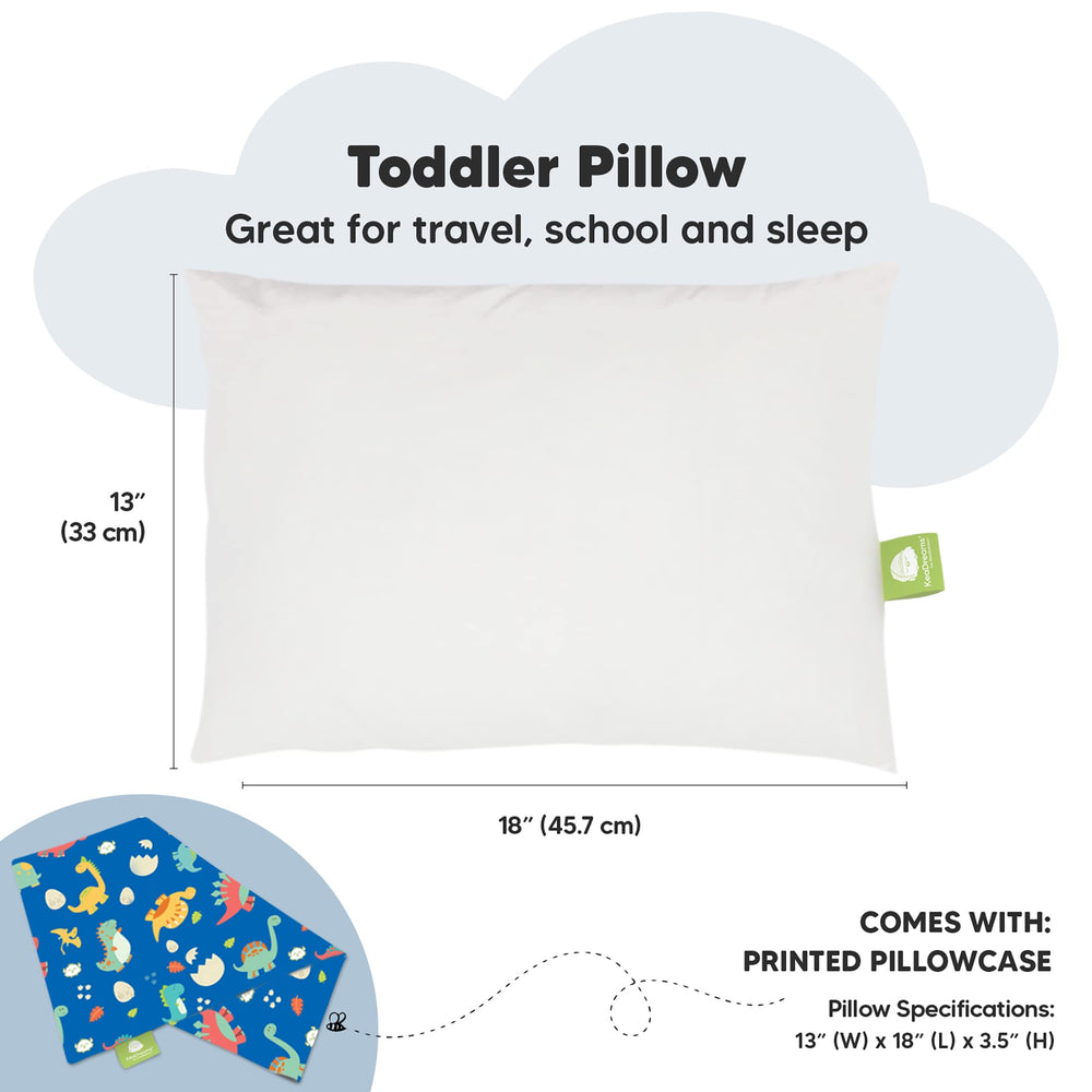 KeaBabies organic cotton pillowcase Dino World provides breathable, soft fabric.