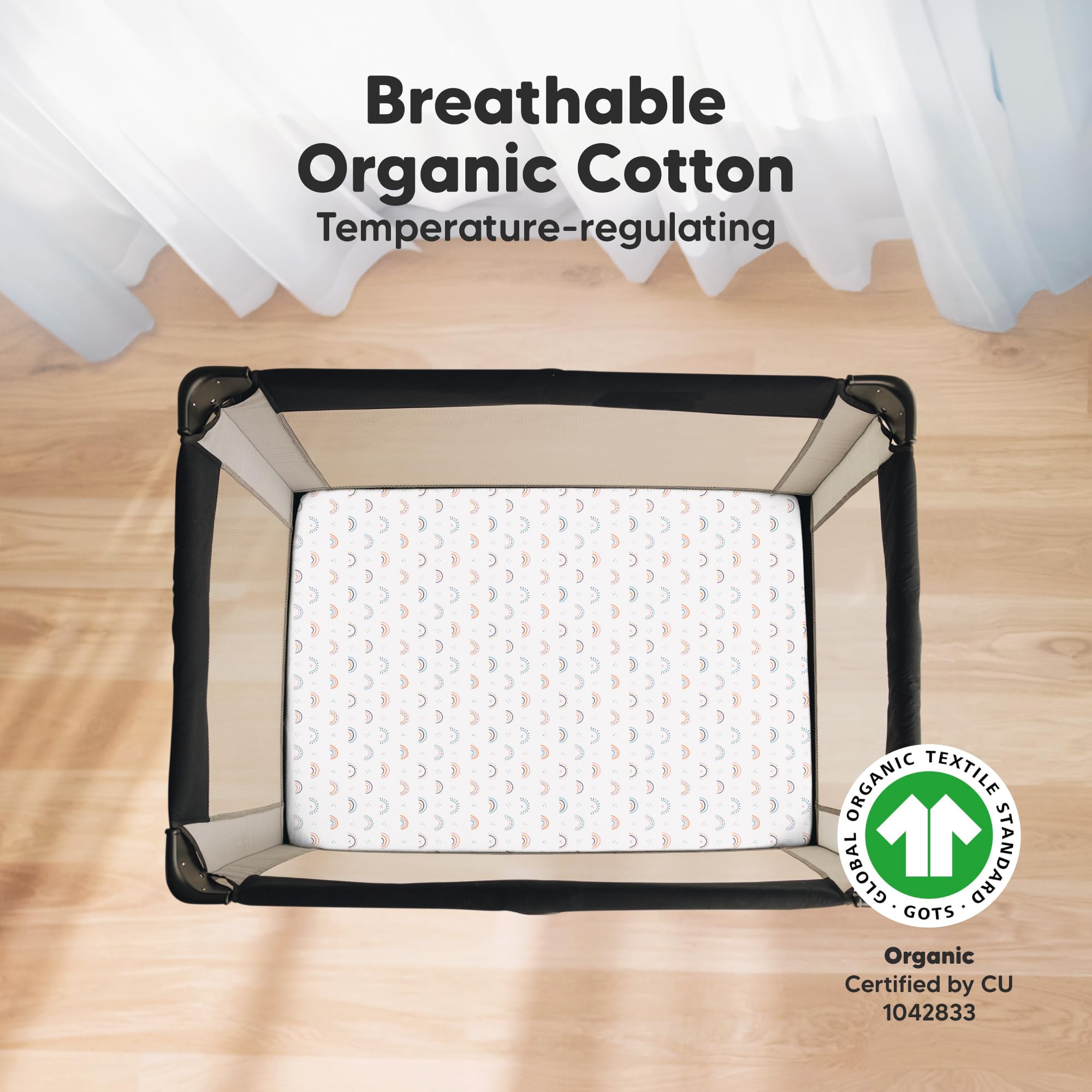 KeaBabies organic cotton sheet renders soft breathable comfort for baby skin