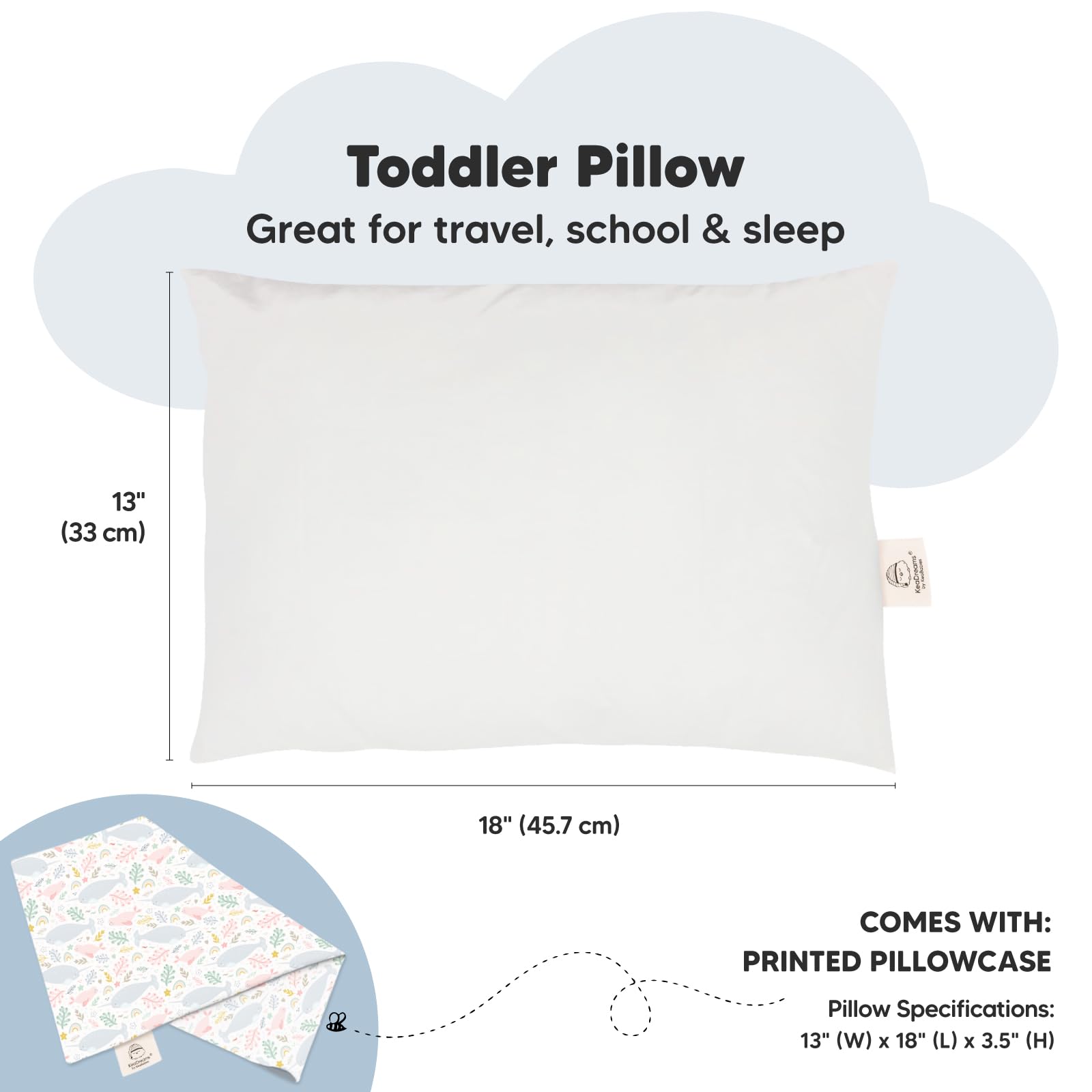 KeaBabies organic cotton toddler pillow cover provides soft, breathable feel