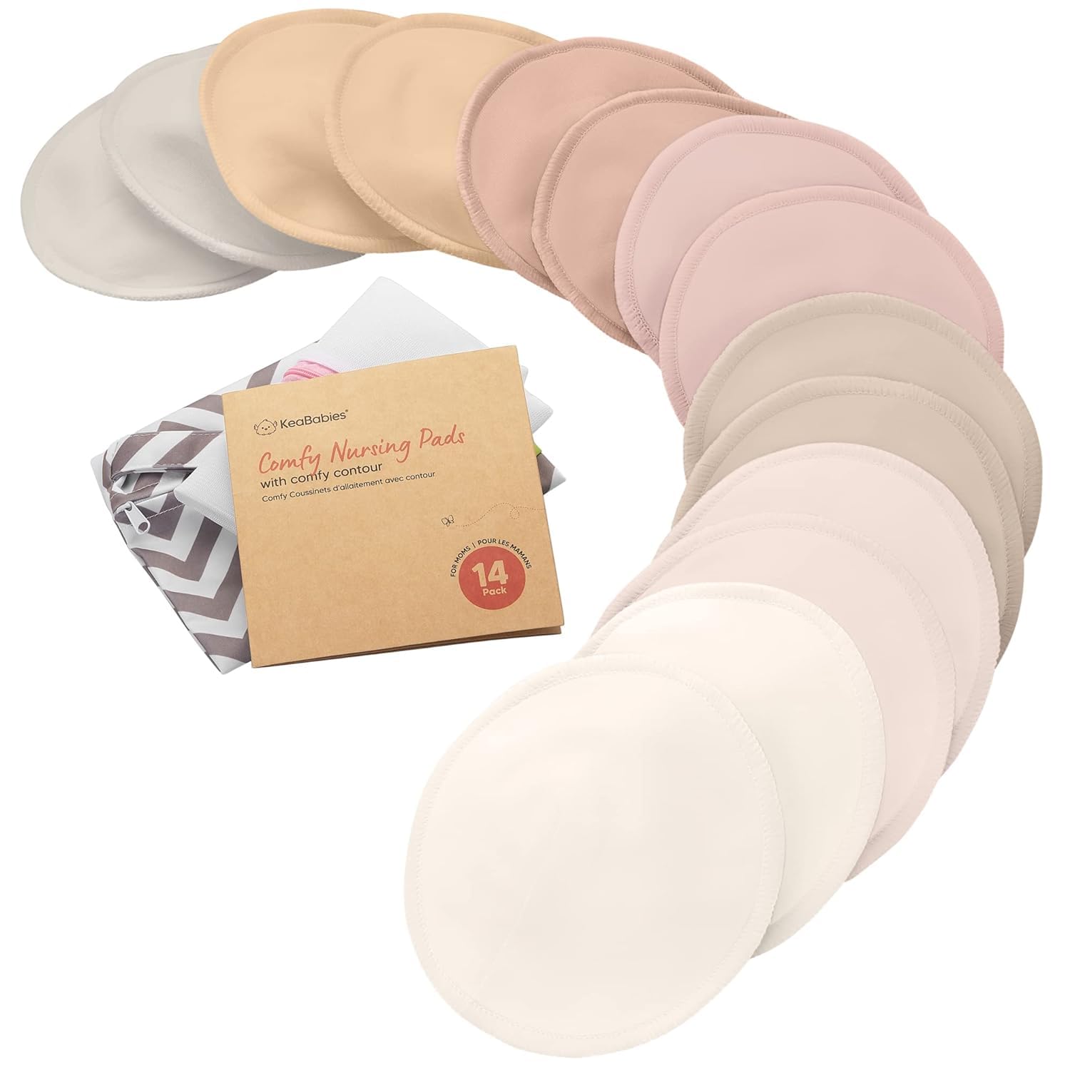 KeaBabies Organic Nursing Pads closeup shows soft-touch bamboo viscose for gentle skin contact.