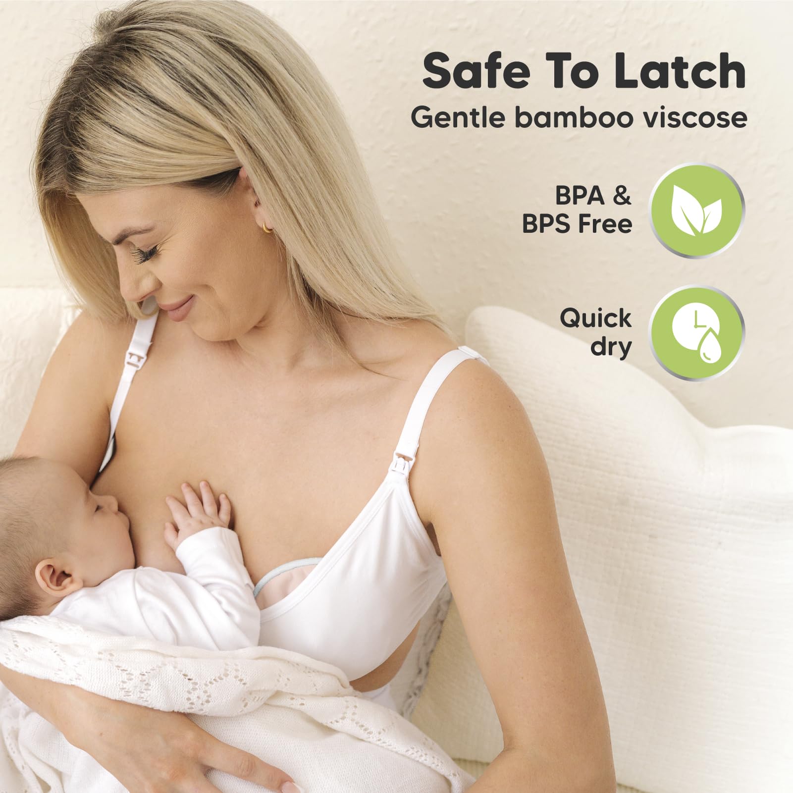 KeaBabies Organic nursing pads close-up shows ultra-soft fabric for newborns.