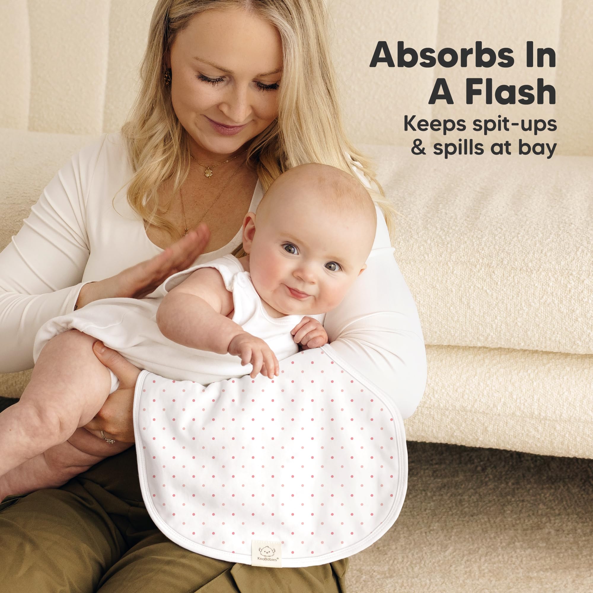 KeaBabies organic top layer closeup emphasizes softness against a baby’s skin.