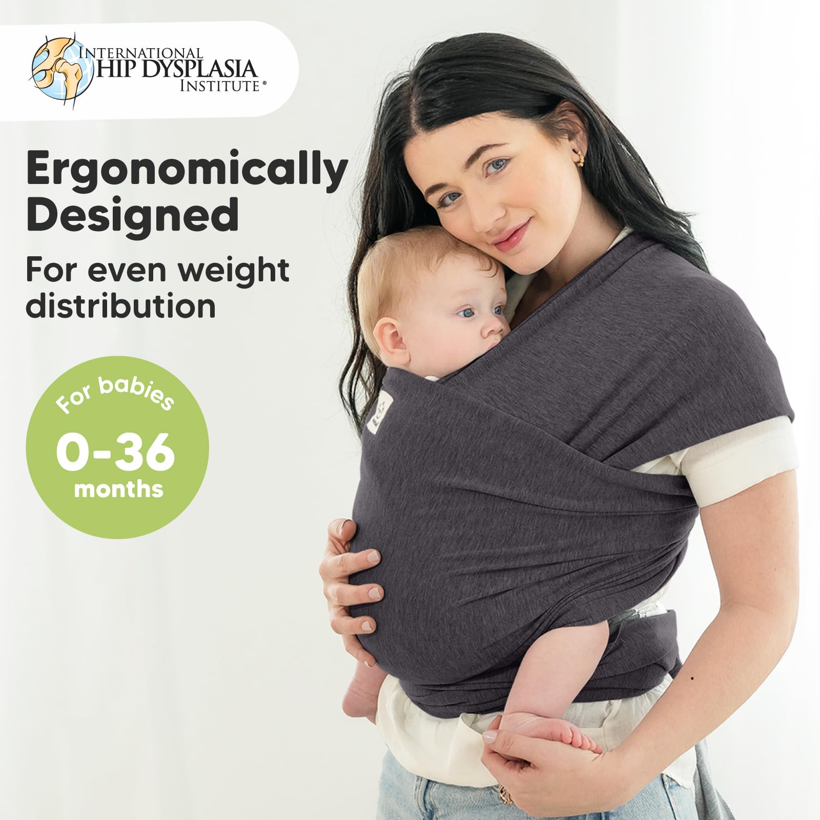 KeaBabies Original Baby Wrap ergonomic design supports back and shoulders.