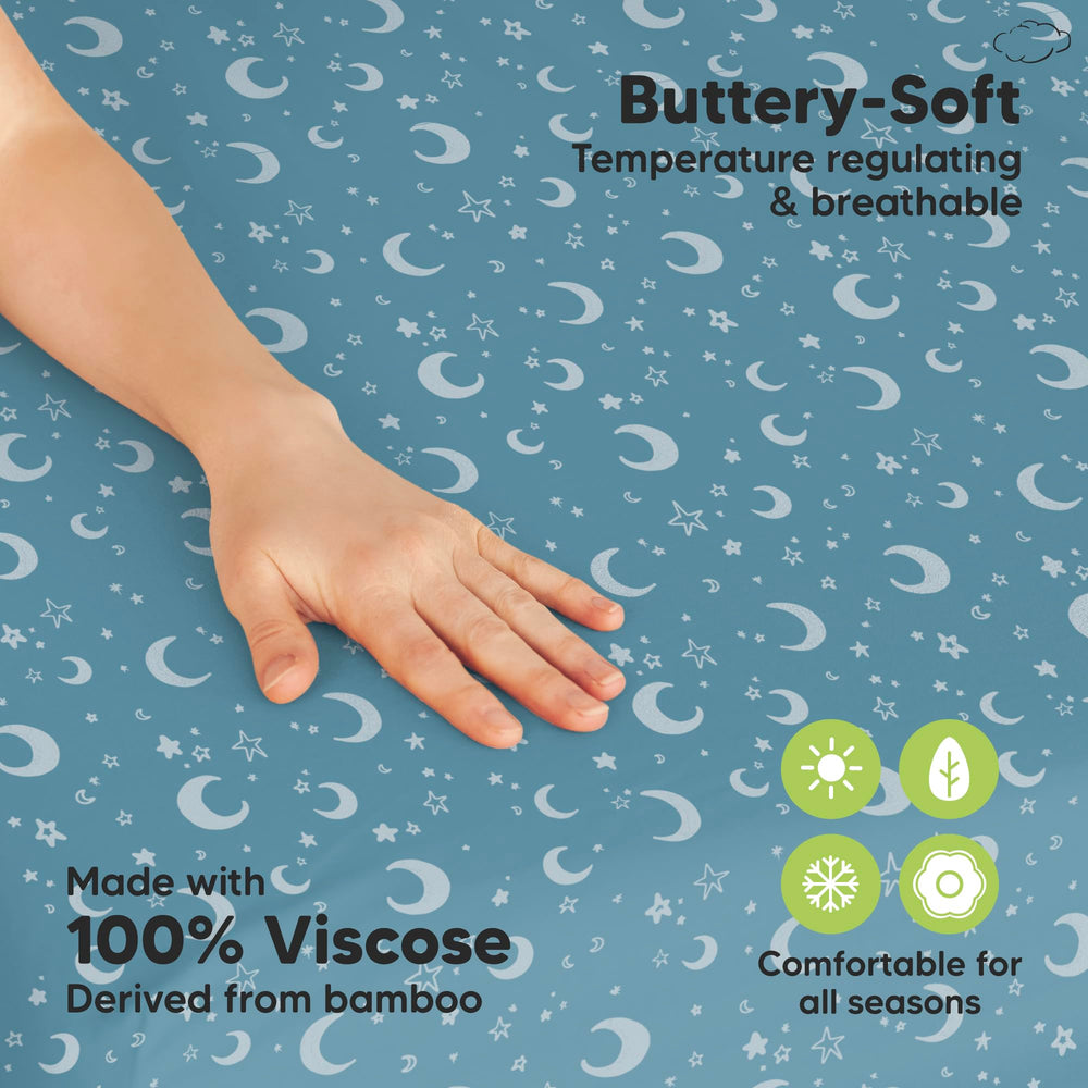 KeaBabies Dragon Tale sheet showcases breathable bamboo viscose for year-round comfort.