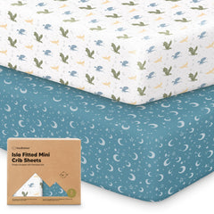 KeaBabies Dragon Tale sheet close-up reveals soft, breathable fabric for baby's comfort.