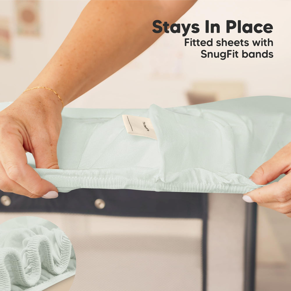 KeaBabies 38x26 pack-n-play mattress fit ensures a flat sleeping surface.