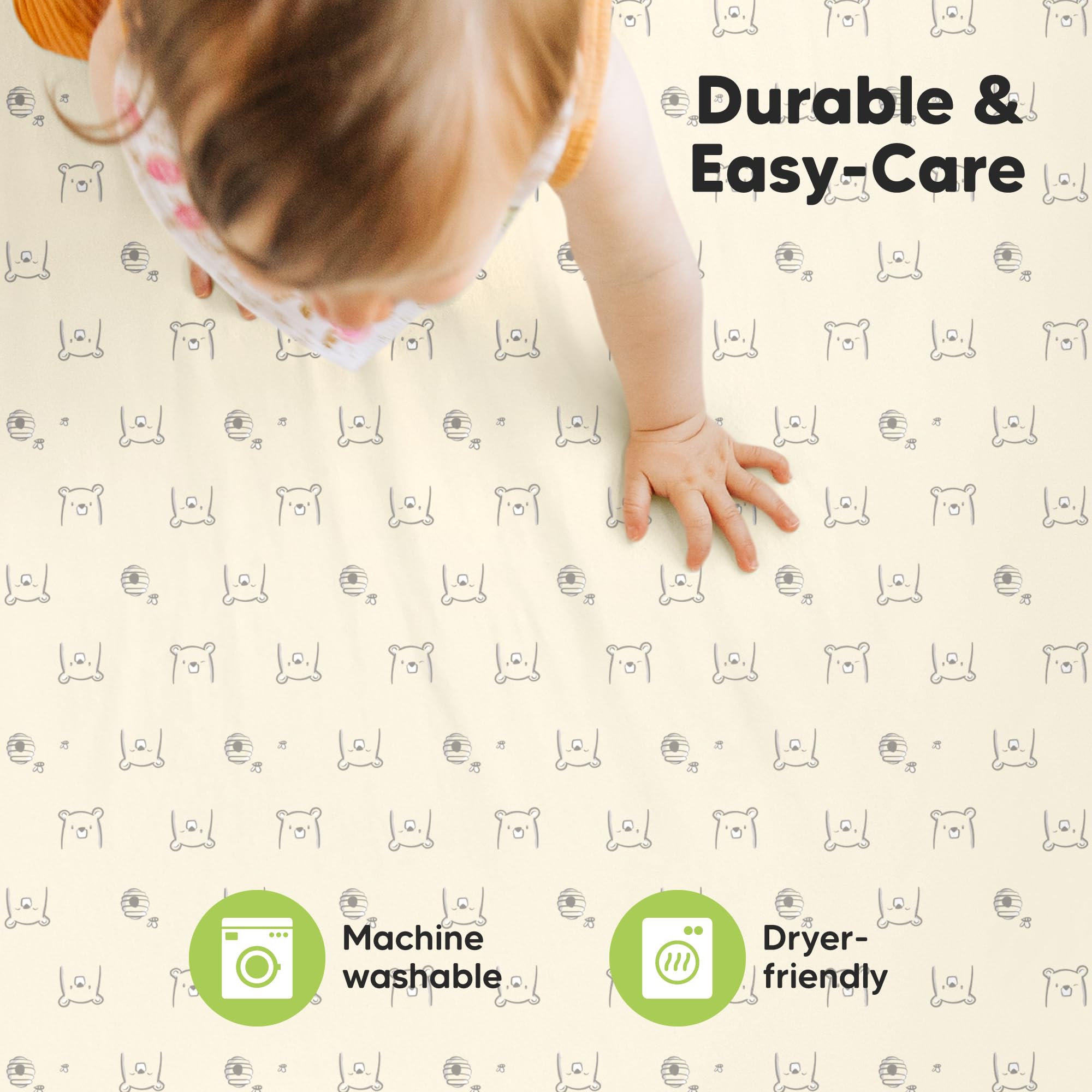 KeaBabies neutral Bumble Bear design fits both boys and girls rooms.