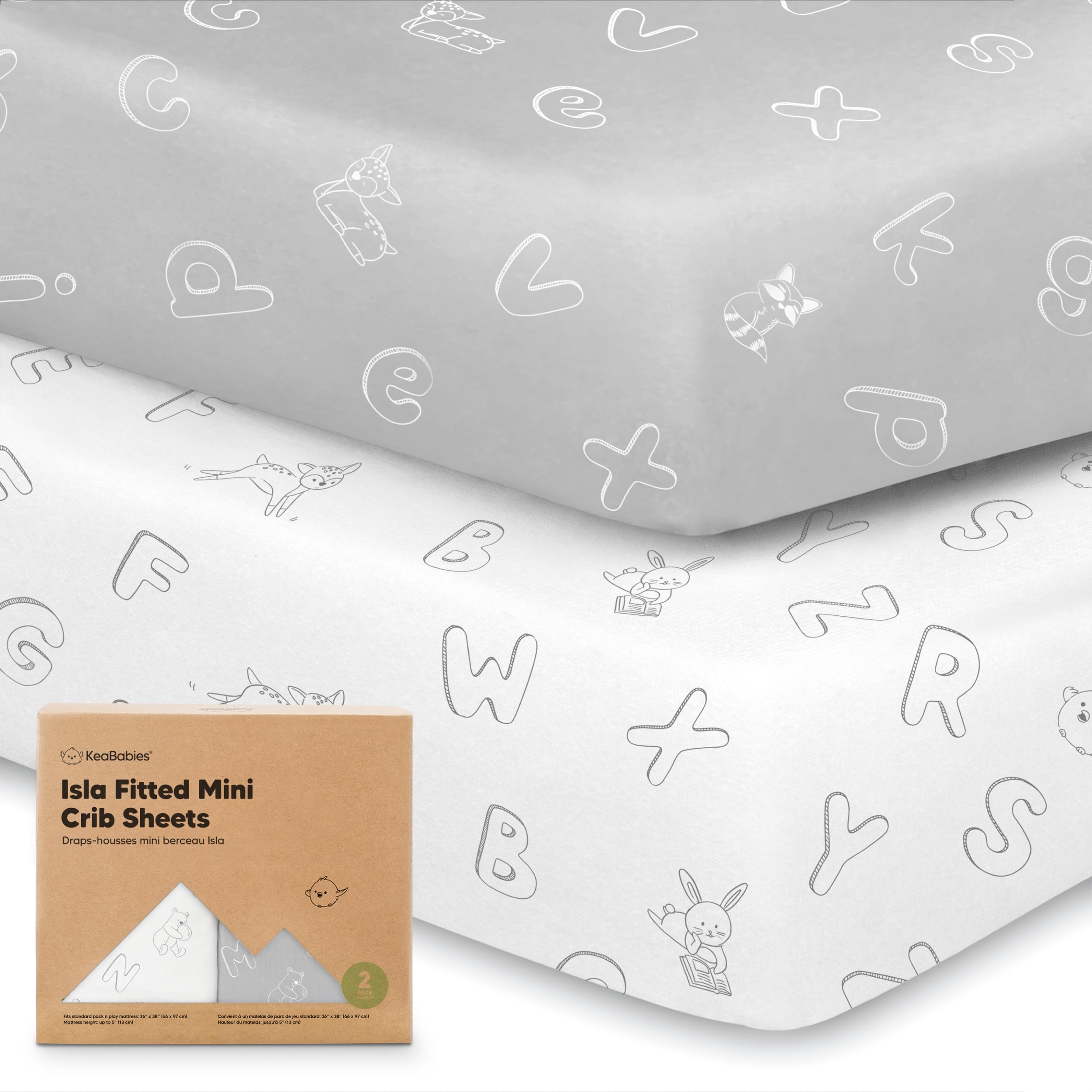KeaBabies pack-n-play-sheet 38x26-fit showing snug coverage on a mattress