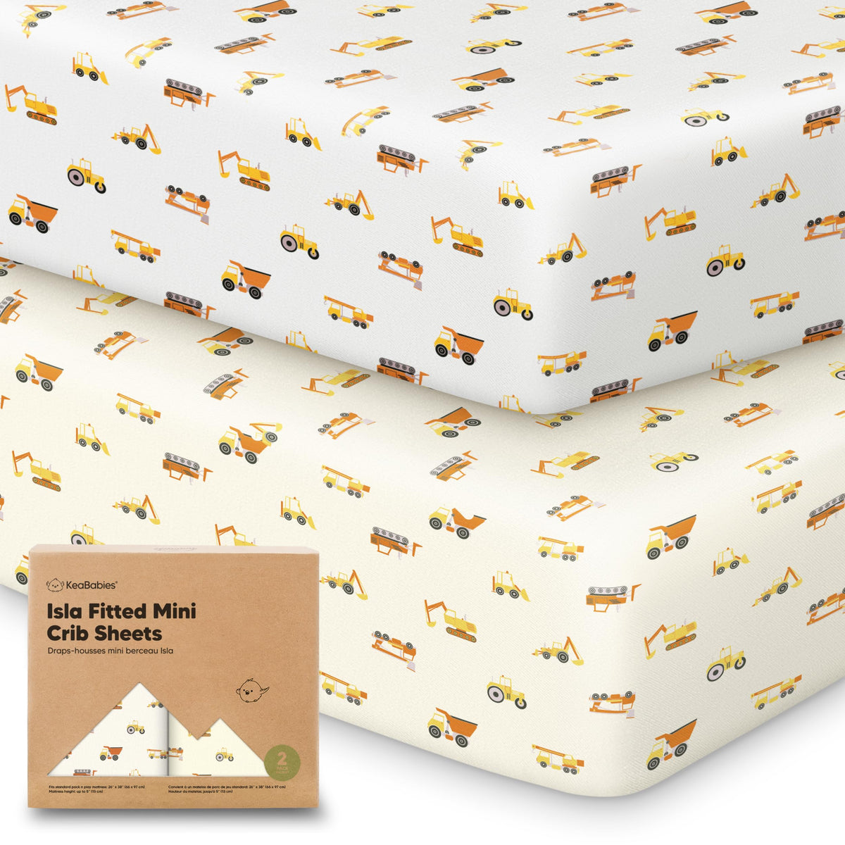 KeaBabies pack-n-play sheet 38x26 in soft bamboo fabric for breathable comfort.
