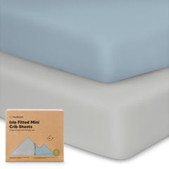 KeaBabies pack-and-play sheets folded for compact storage and quick changes