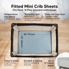 KeaBabies pack-n-play sheets on mattress show snug fit for portable use
