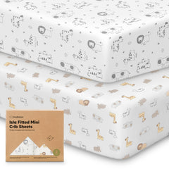KeaBabies Pack N Play Sheets 2-pack in 38x26 with soft bamboo viscose for all-season comfort