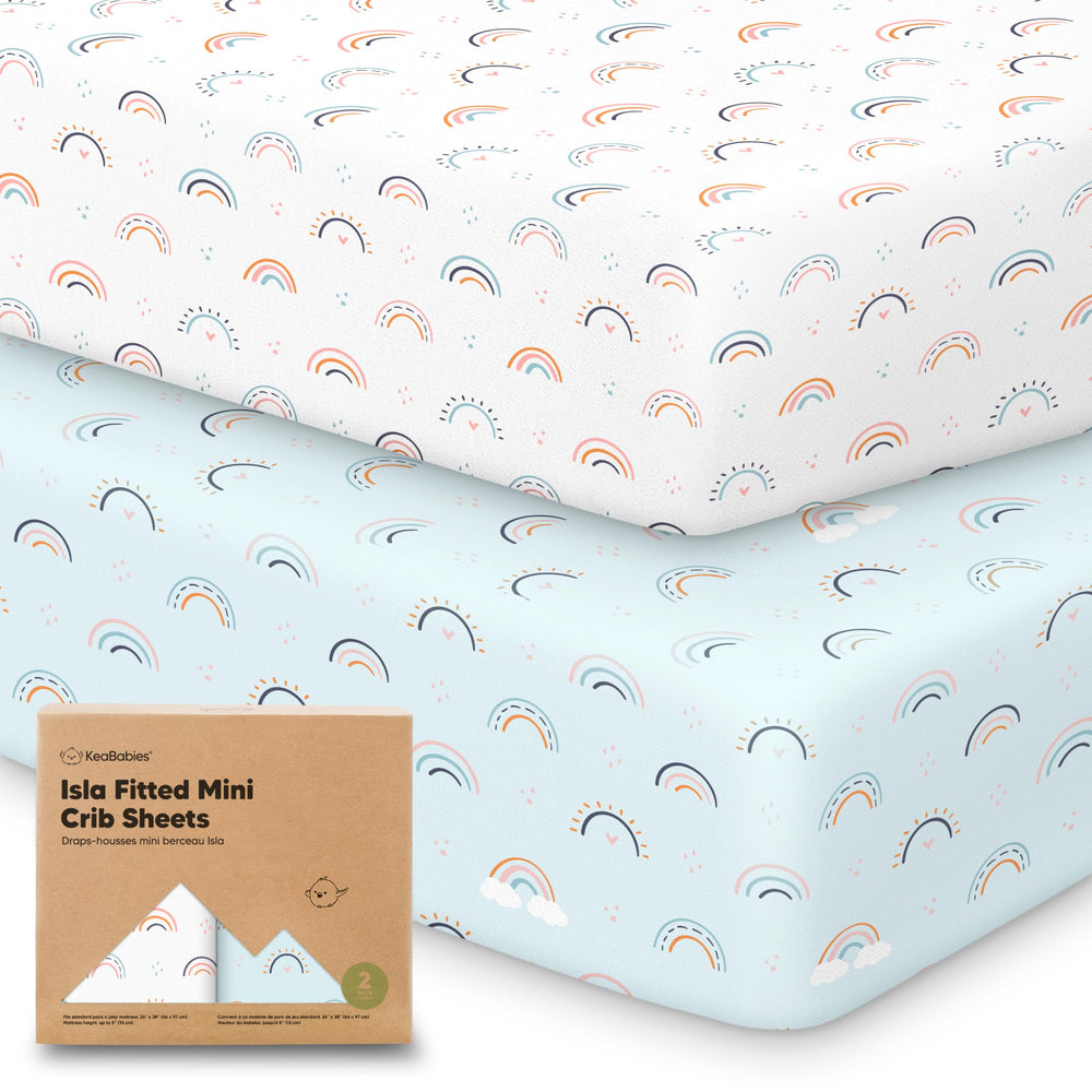 KeaBabies pack n play sheets folded for travel and storage convenience.