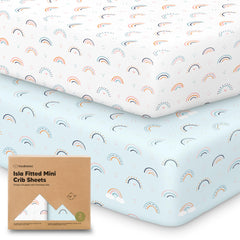 KeaBabies pack n play sheets folded for travel and storage convenience.