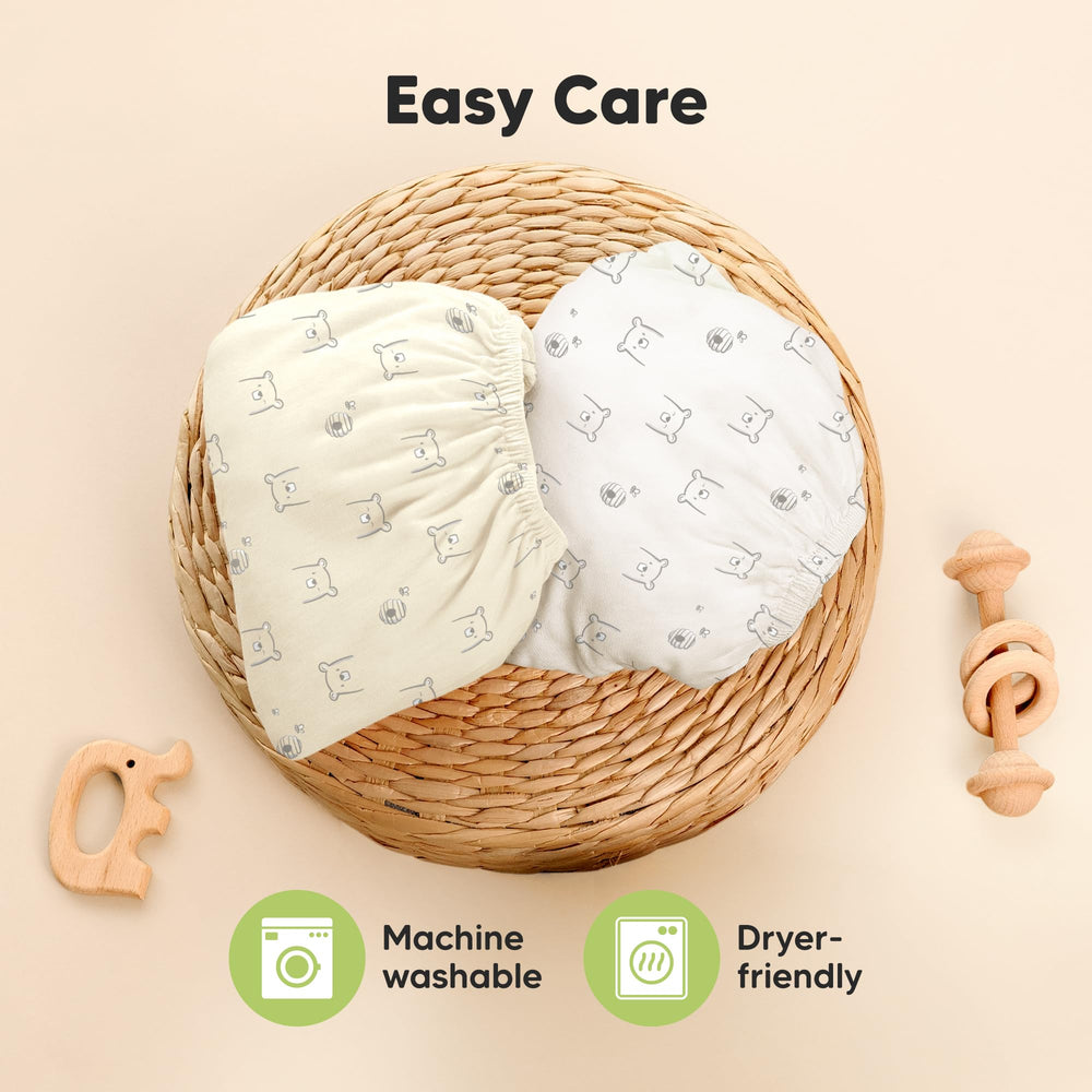 KeaBabies pack n play sheets folded compact for travel and storage.