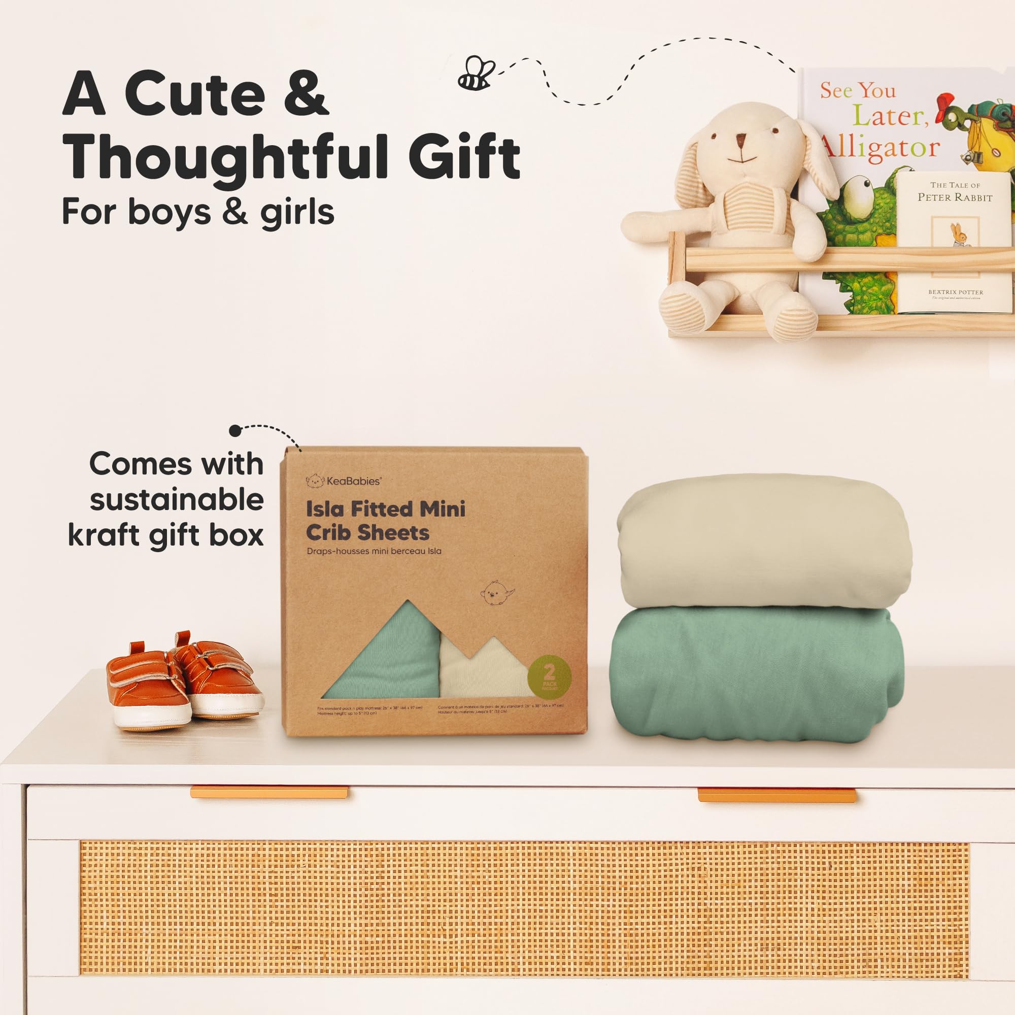 KeaBabies skin-friendly fabric feels gentle during play and naps.