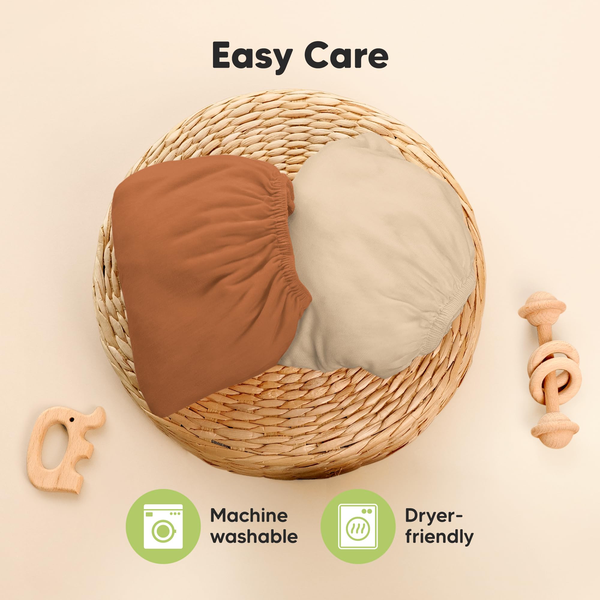KeaBabies rust sheets showcased for travel use with compact setup.