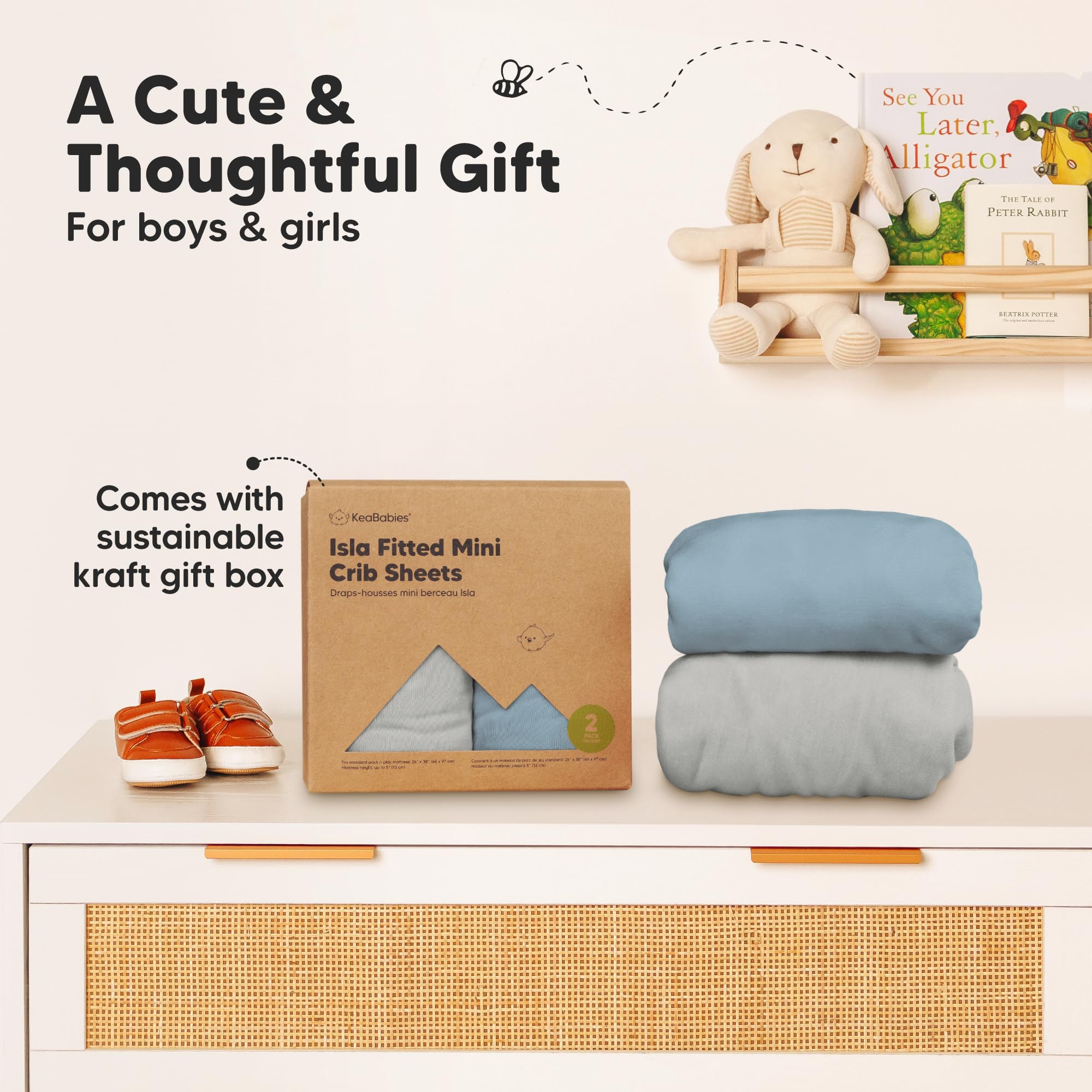 KeaBabies pack-n-play-sheets-quiet nap time on breathable viscose fabric