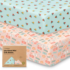 KeaBabies Pack & Play Sheets 2-pack shown on mattress for quick nap-time changes