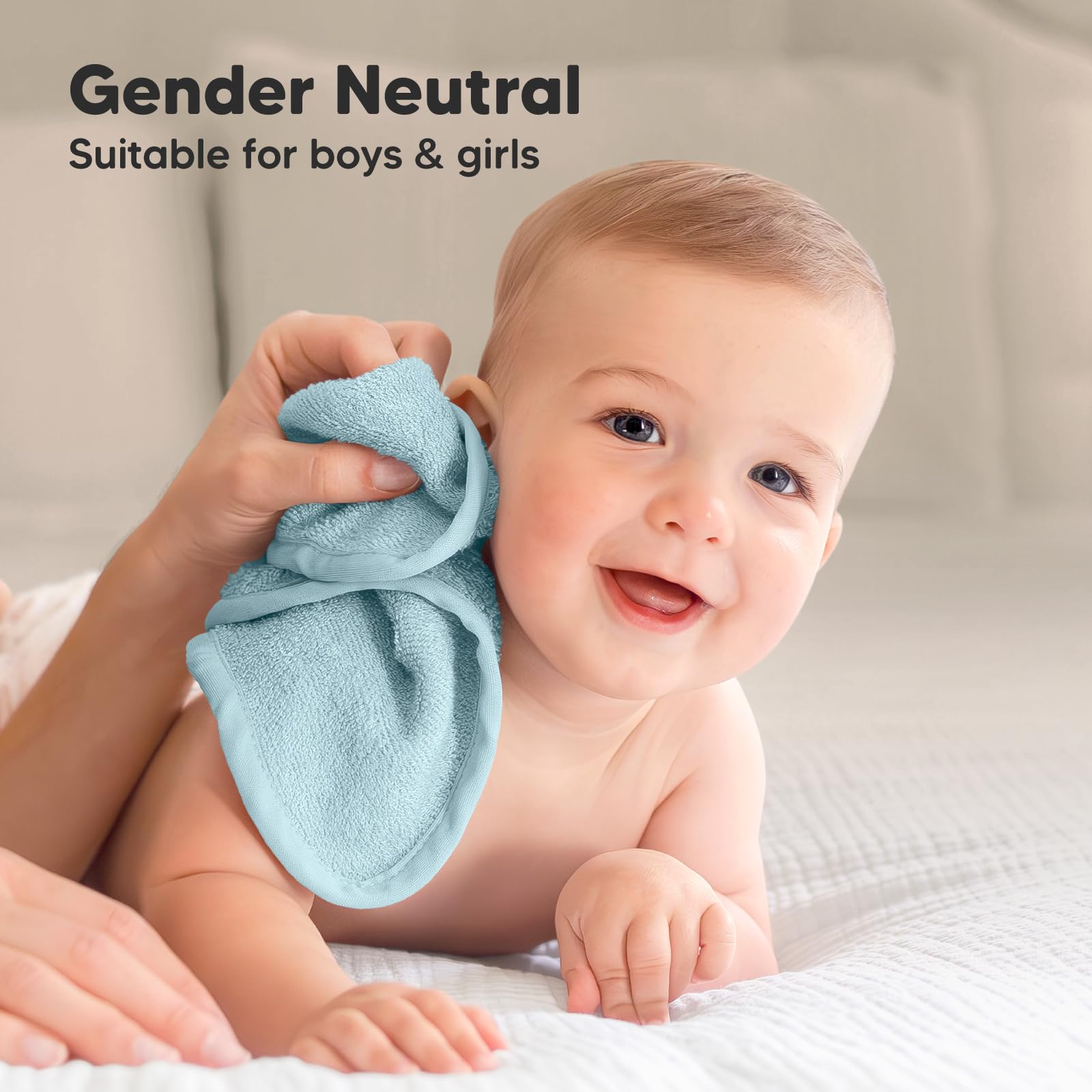 KeaBabies washcloths stacked — compact drawer organization.